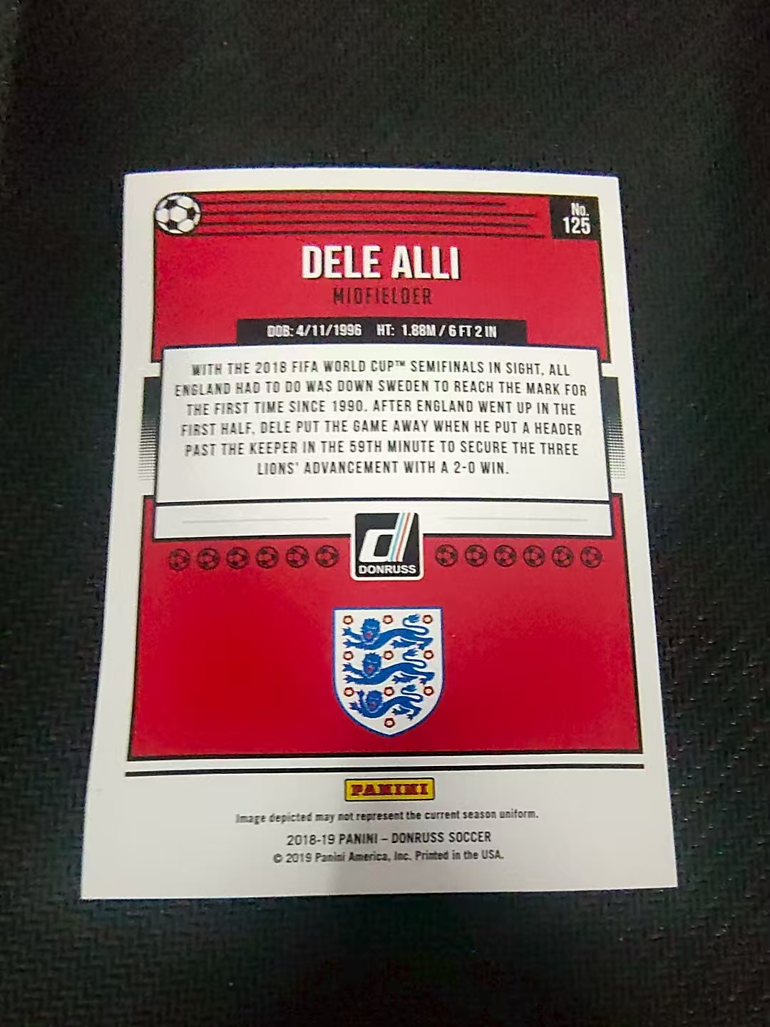 【可合并,不累计】2018-19 Panini Donruss Dele Alli 英格兰 阿里 杜蕾斯 划痕 边角瑕疵 #125