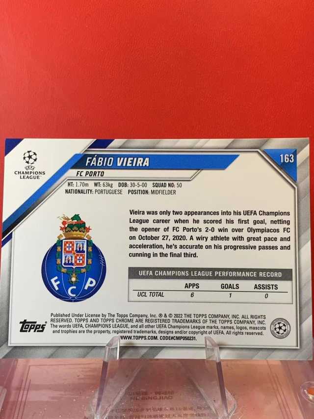 (老末精品代拍) 2022 Topps Chome Fabio Vieira 法比奥 维埃拉 波尔图 欧冠TC 变形虫折 顺丰寄付 免费代拍 E27