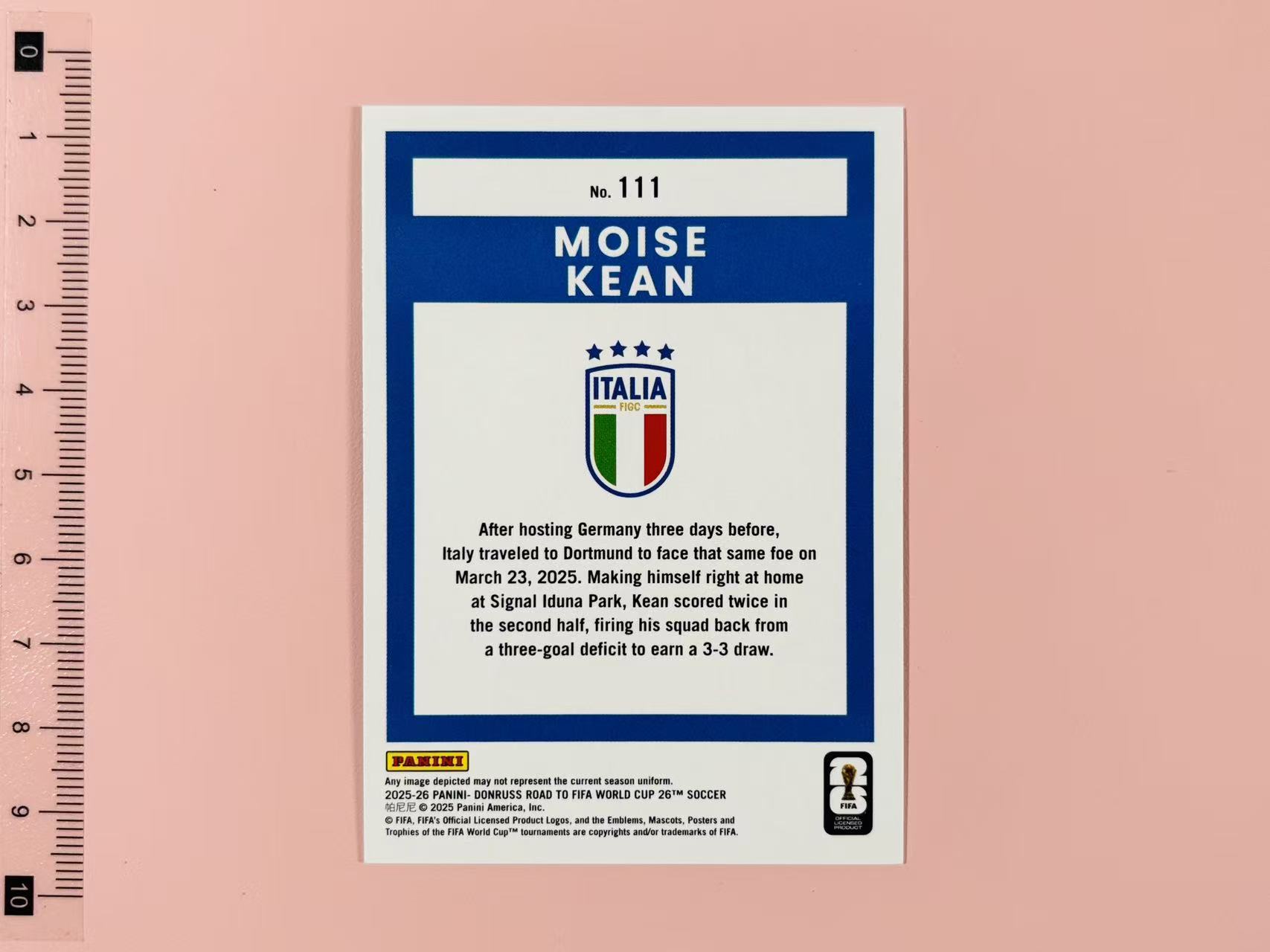 2025-26 Panini Donruss 美加墨世界杯 杜蕾斯 Moise Kean 基恩 意大利 199编 青折 接代拍不到付YY