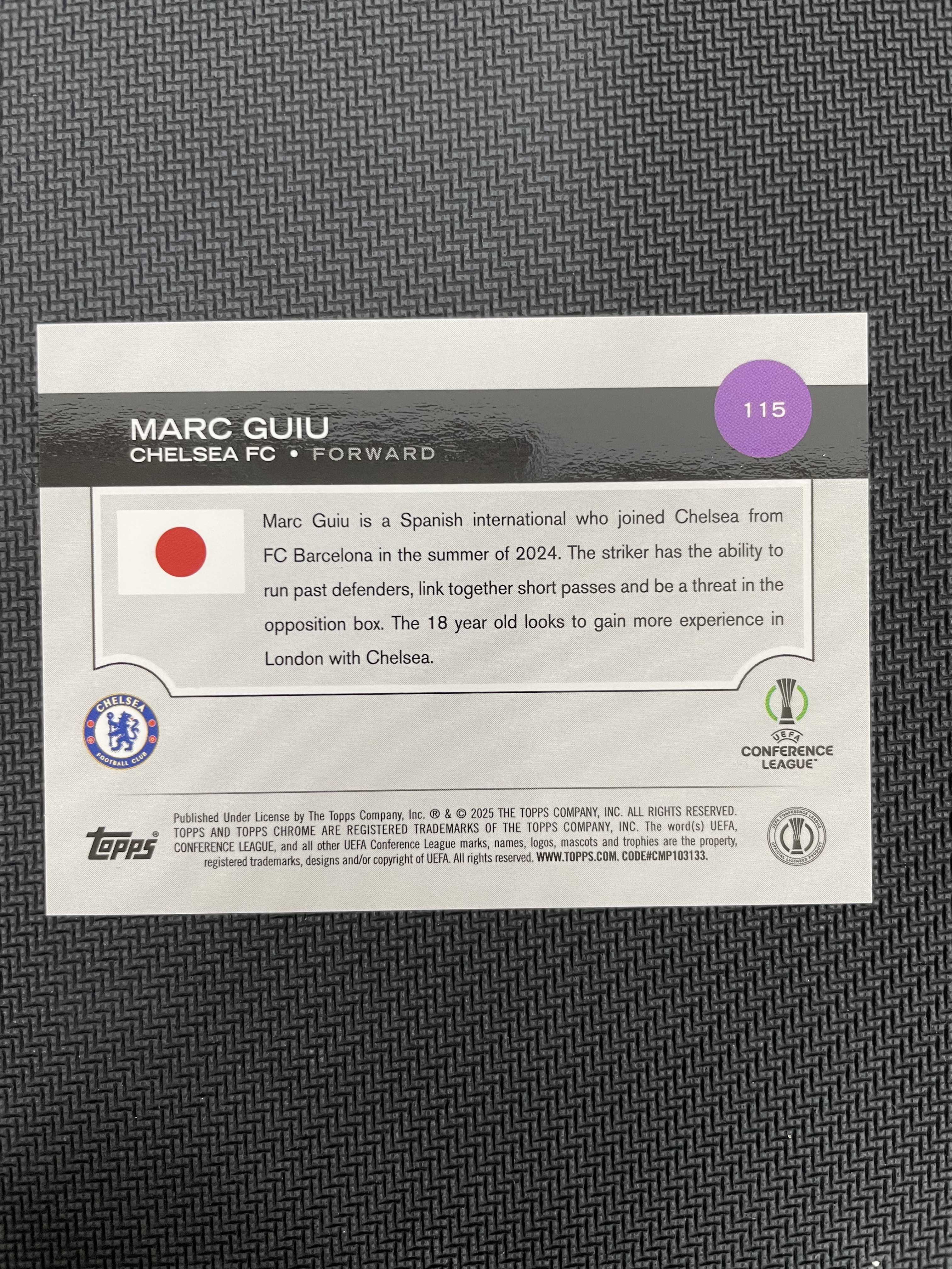 2025 Topps Chrome guiu 吉乌 切尔西 巴萨 25编 橙迷宫折 TC 陈大队