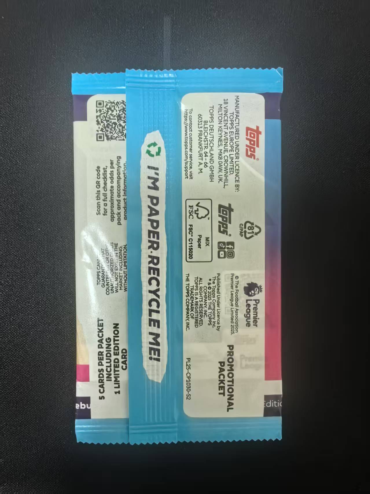 2026 Topps 英超 Premium League 补充包 睿卡嘉年华 单包 单包保一张限量版 博大热新秀 恩古莫哈