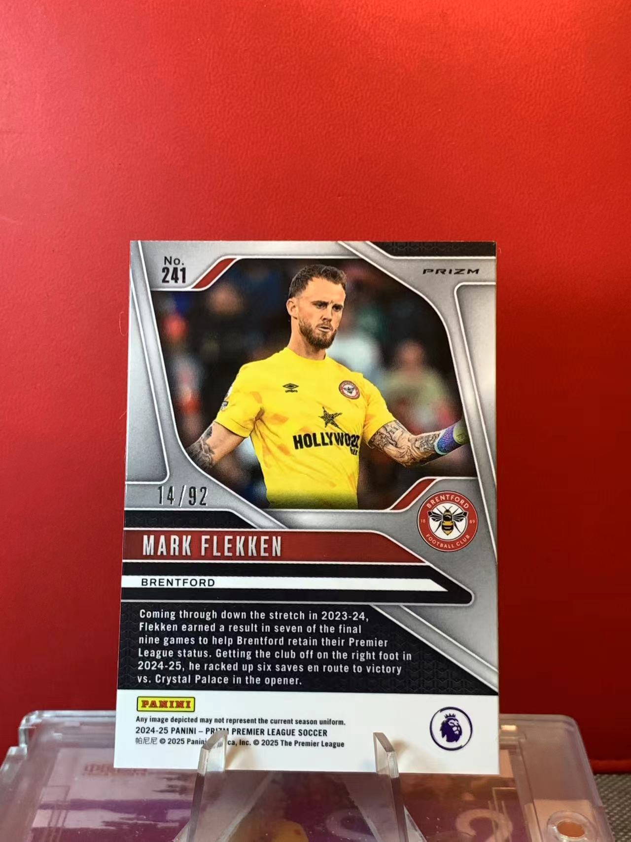 (詹叔代拍) 2024-25 Panini Prizm Mark Flekken 弗莱肯 14/92编 英超折 紫白折 布伦特福德 英超PZ 卡品如图 顺丰寄付 泰山
