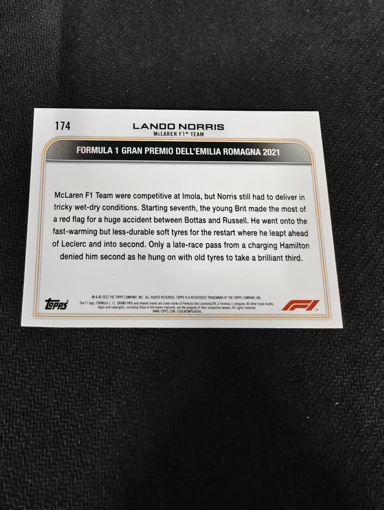 2022 Topps Chrome F1 Lando Norris 兰多 诺里斯 迈凯伦车队 划痕 边角瑕疵 @174