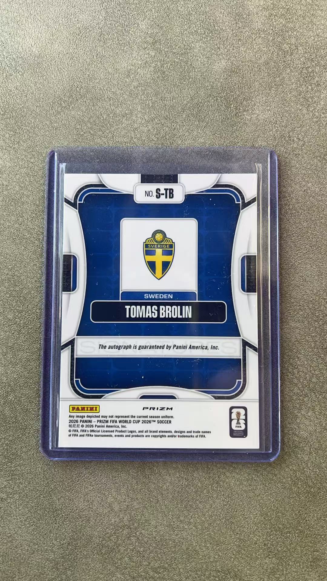 777【330球星卡实体店代卖】 2026 帕尼尼 世界杯 PRIZM World Cup 世界杯 TOMAS BROLIN 托马斯 布罗林 瑞典 脉冲折 签字 AUTO 仅顺丰寄付(WWTY)
