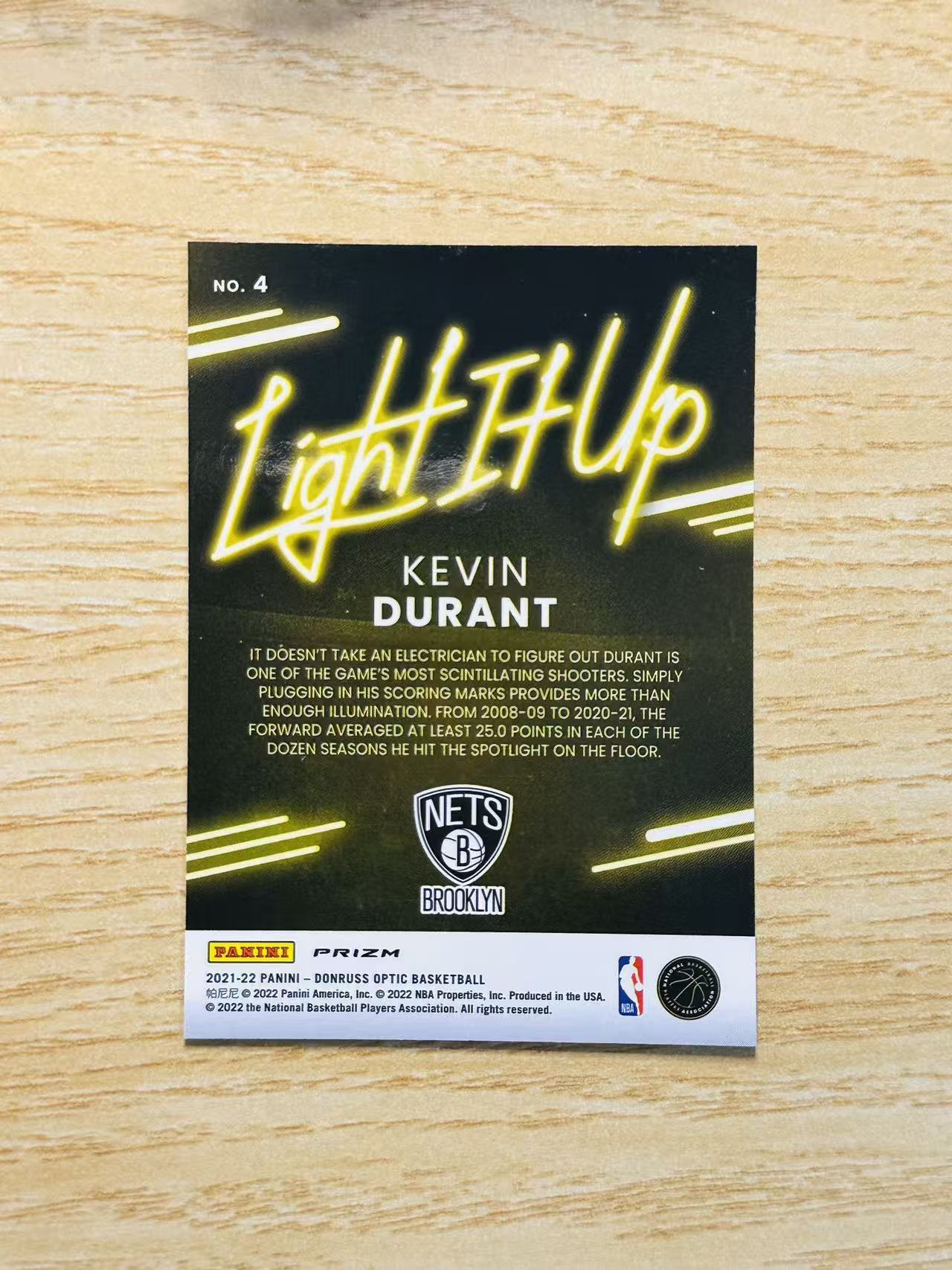 2021-22 Panini Donruss Kevin Durant 嘿嘿代卖 杜蕾斯 optic 凯文 杜兰特 light up 银折 篮网 死神 KD 收藏必备