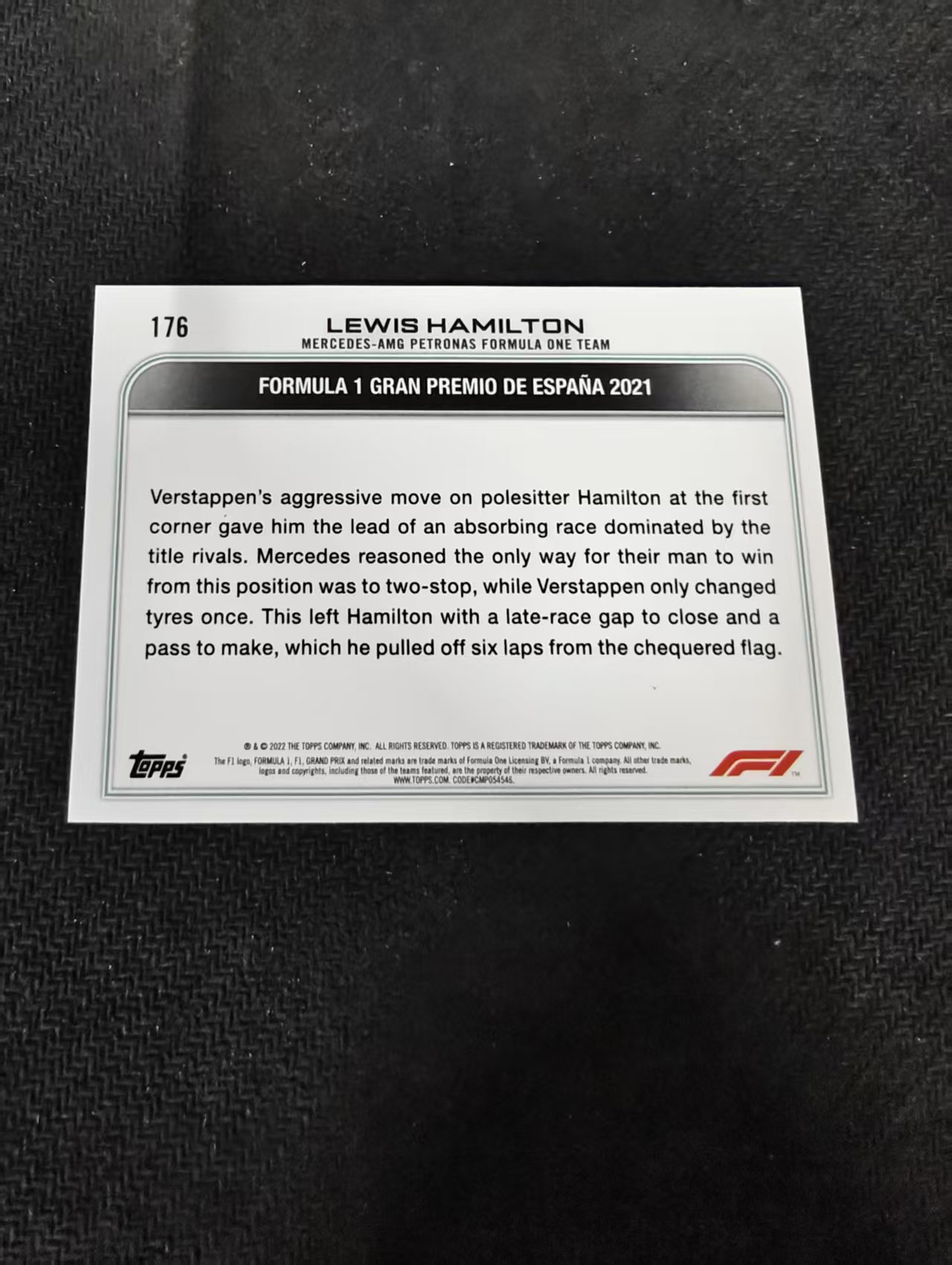 2022 Topps Chrome F1 Lewis Hamilton 刘易斯 汉密尔顿 AMG梅赛德斯奔驰 划痕 边角瑕疵 @176