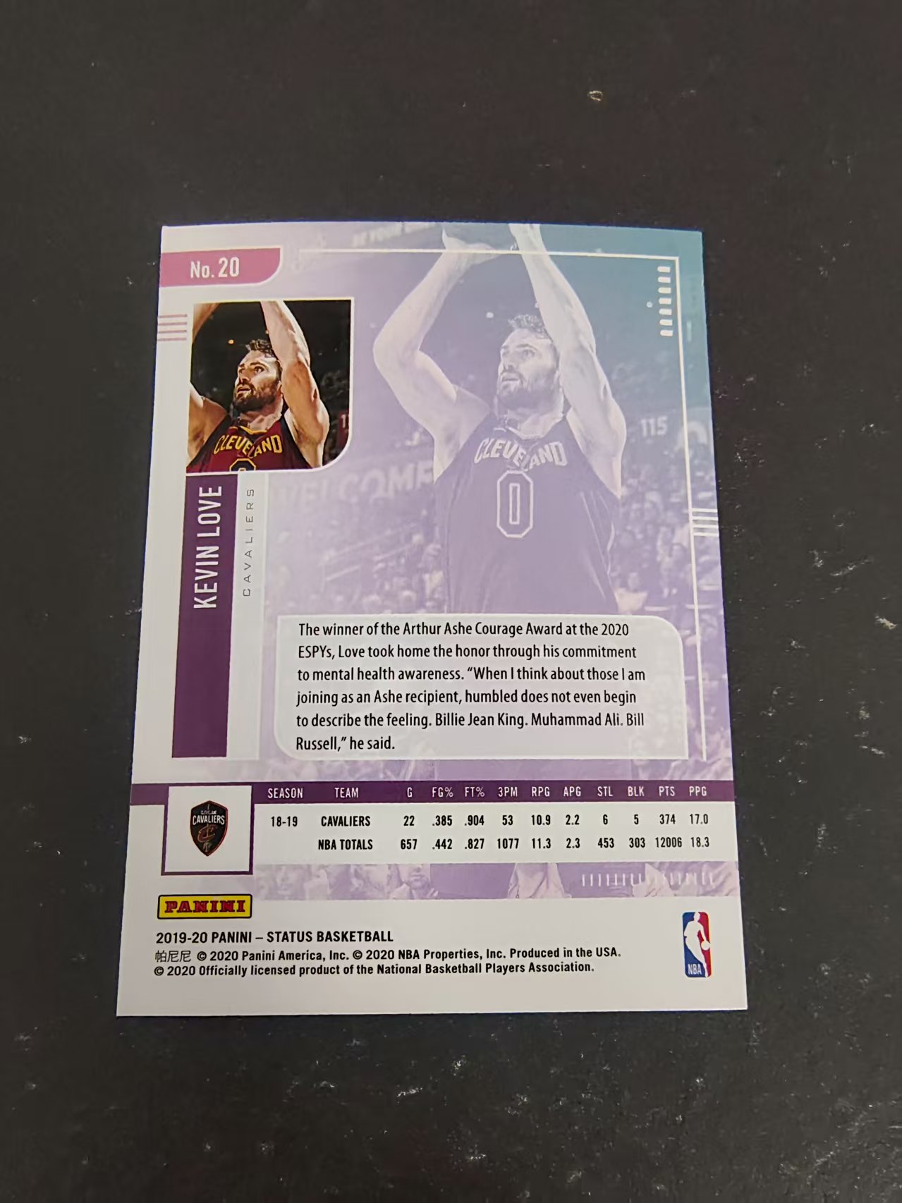 【汽水拍卖】2019-20 Panini Status Kevin Love 爱神 凯文 乐福 骑士 点点折 边角瑕疵 #20