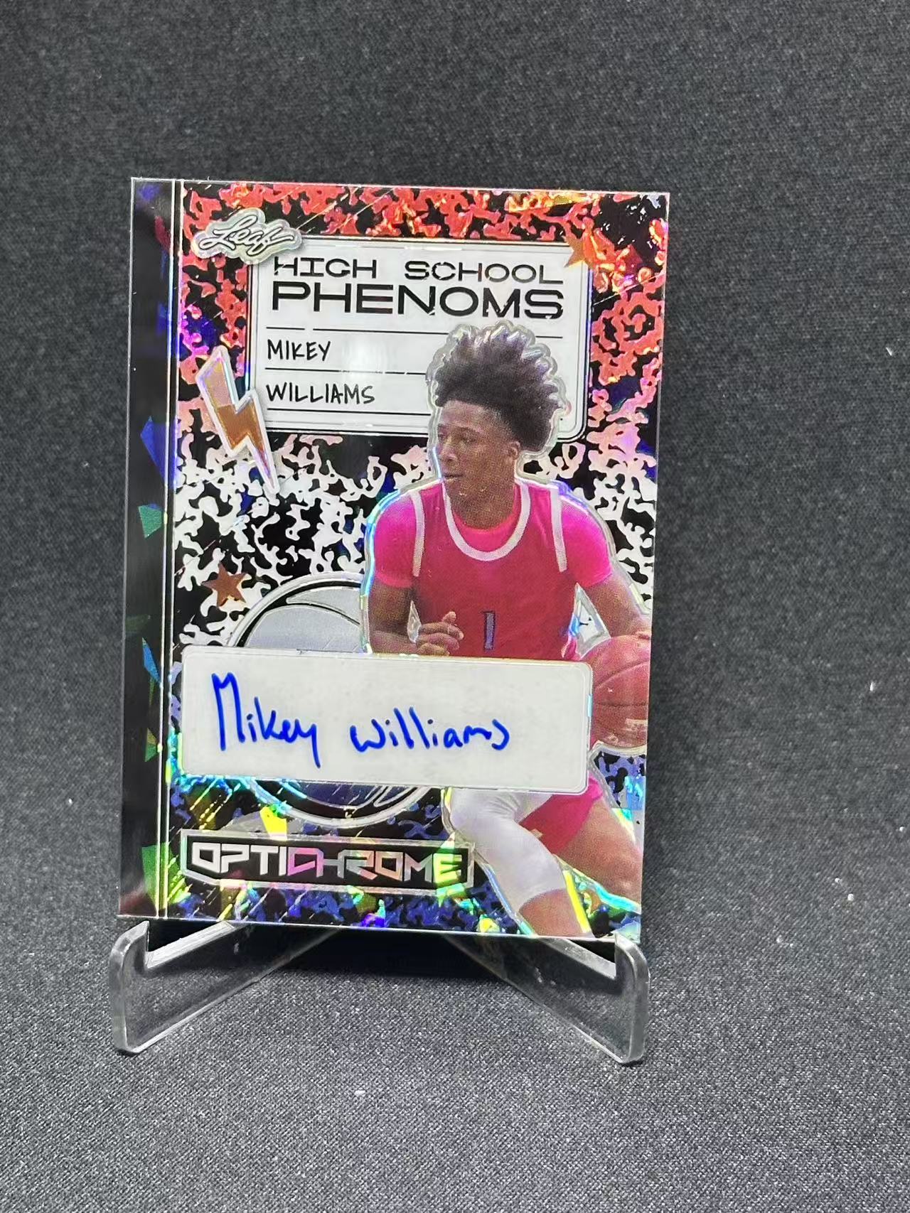 2023 Leaf optichrome Mikey Williams 【哆哆卡社】迈基·威廉姆斯 签字 2/2尾编 黑碎冰折 收藏必入 卡品如图