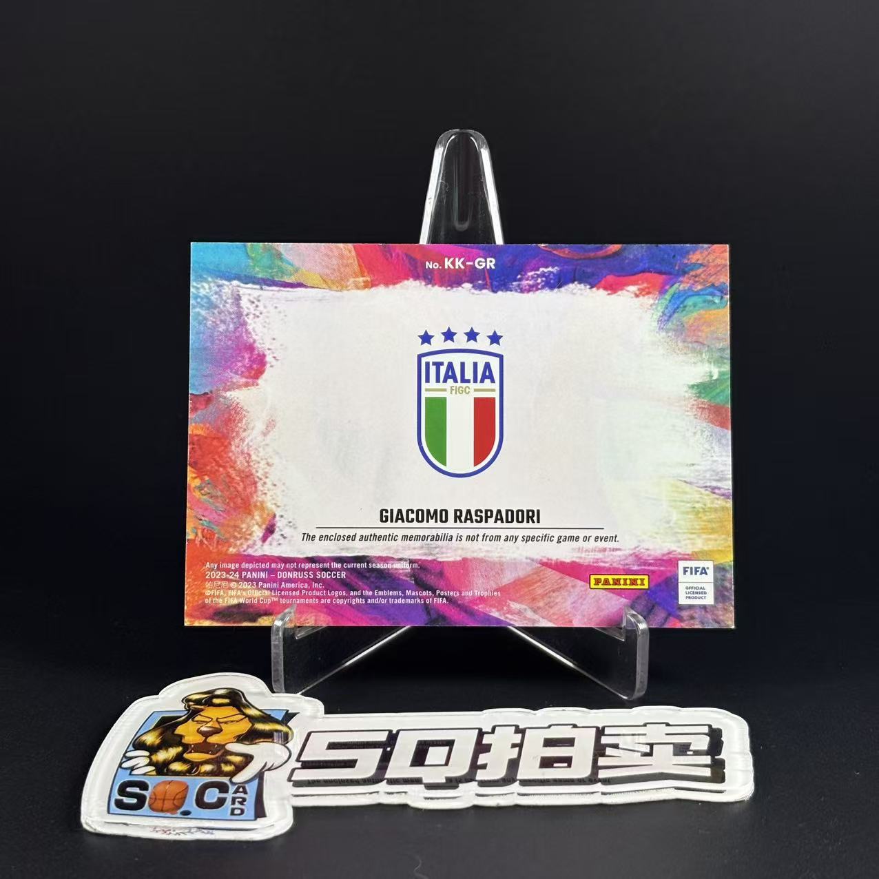 2023-24 Panini Donruss Giacomo Raspadori 【SQ拍卖】杜蕾斯 拉斯帕多里 意大利 世界杯 杜蕾斯 油画 物料卡 收藏必备/犯困