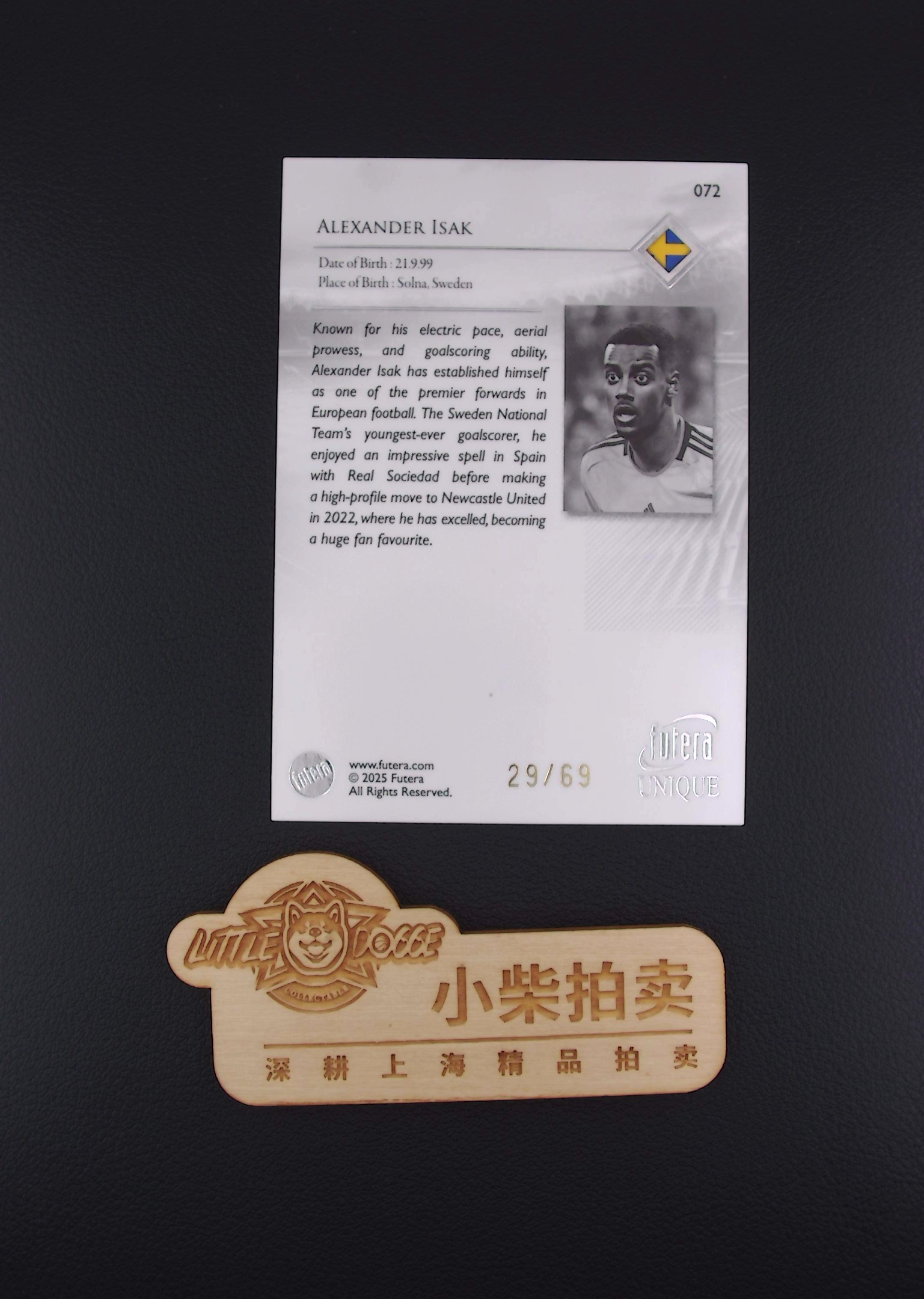 【小柴拍卖】 2025 Futera futera Alexander Isak 亚历山大 伊萨克 瑞典 纽卡斯尔 利物浦 福特拉 /69 RIM8