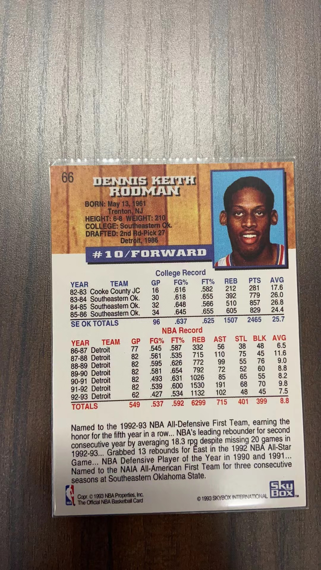 1993 NBA HOOPS SKYBOX 丹尼斯 罗德曼 大虫 经典设计 超级漂亮 老卡 凑套必备 收藏必备