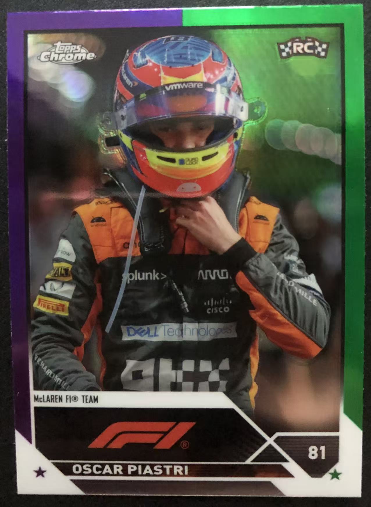 【瞳瞳代卖】2023 Topps Chrome F1 RC Oscar Piastri 奥斯卡 皮亚斯特里 紫绿折 大比例 SP