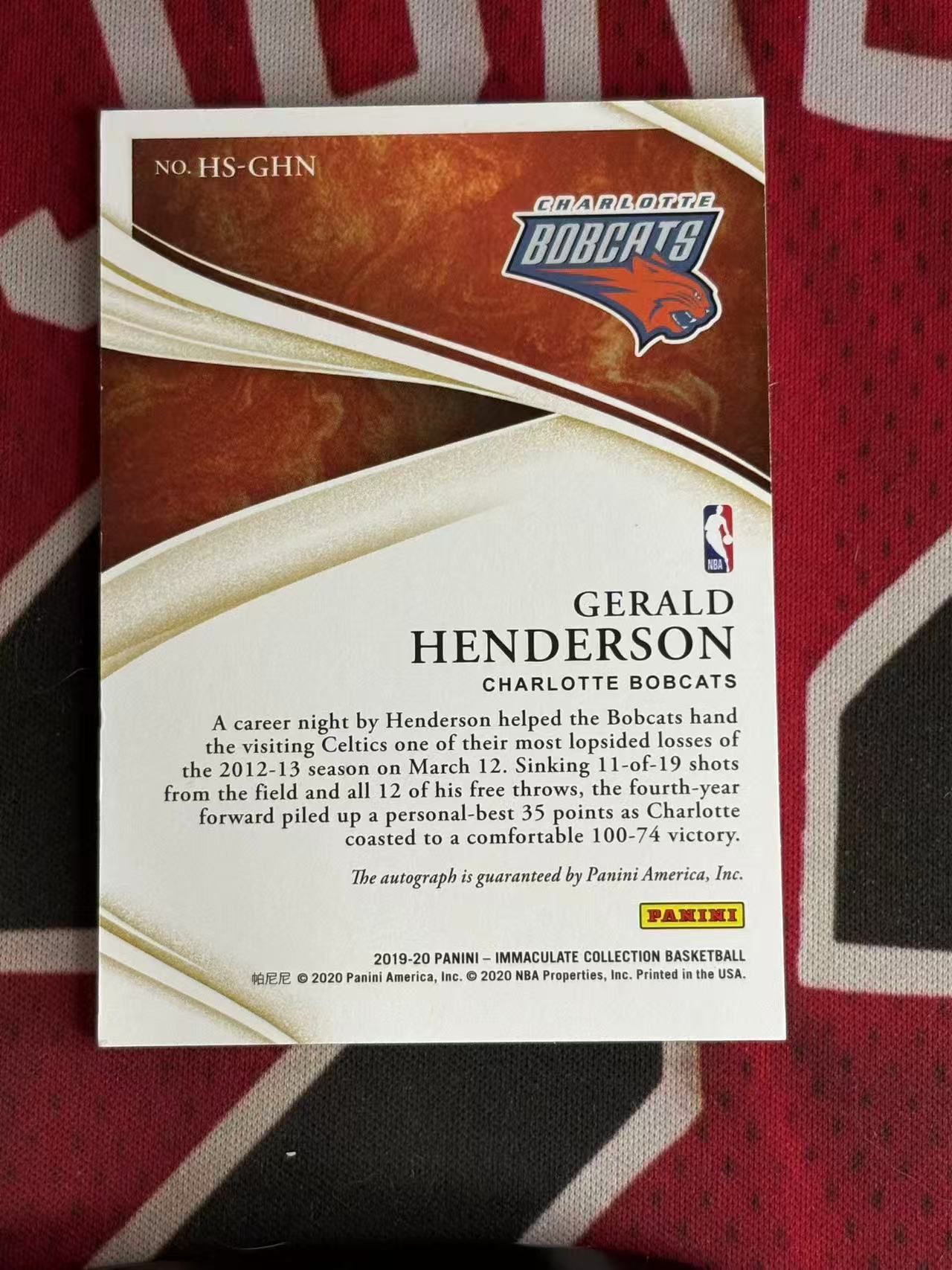 2019-20 PANINI IMMACULATE Gerald Henderson 爱咪咪系列 山猫名宿 杰拉德亨德森 75编 签字卡 HERALDED签 专收凑套必备【烂臭嘴拍卖】