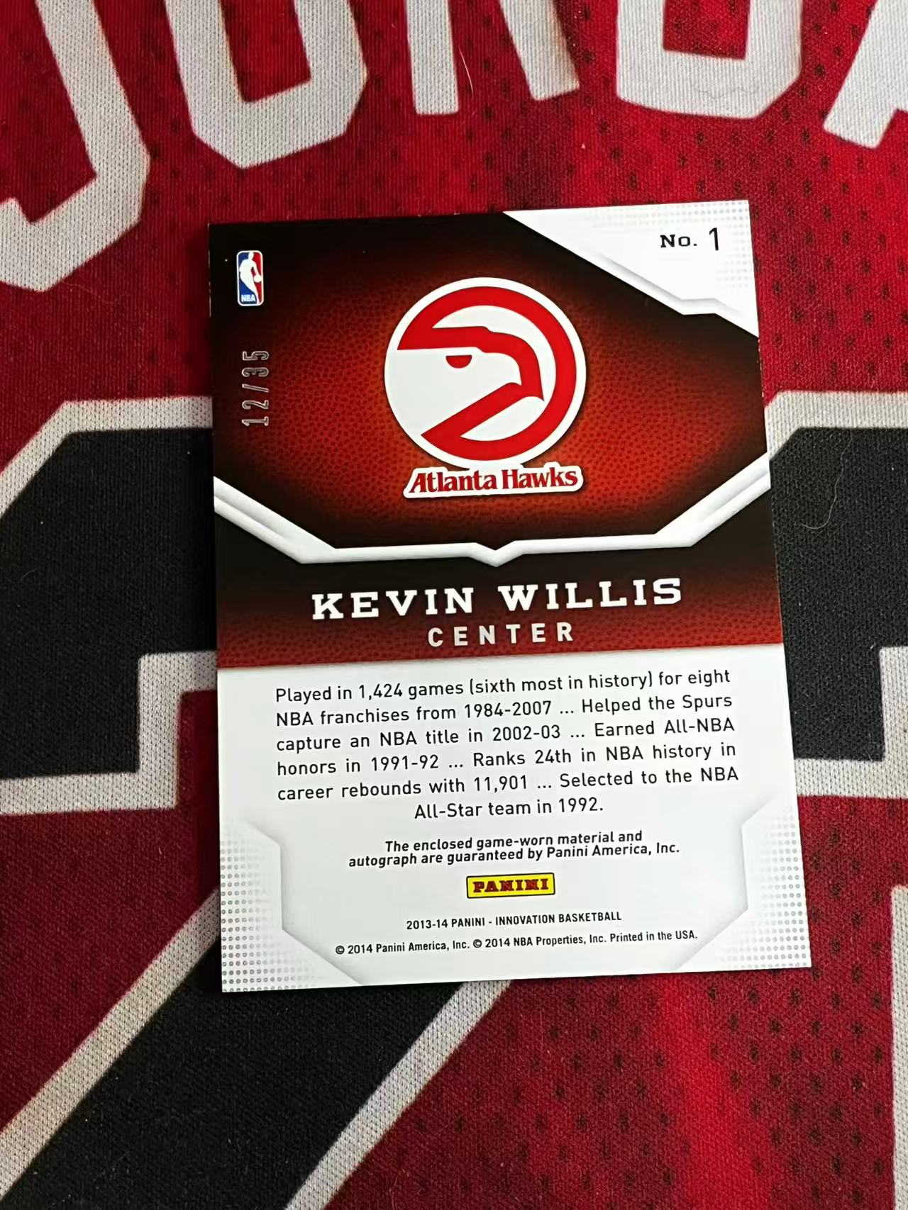【接寄拍】2013-14 PANINI INNOVATION 卫生巾系列 老鹰名宿 凯文威利斯 35编 JA 亲穿落场球衣物料切割签字卡 实物签字卡 专收凑套必备【烂臭嘴拍卖】
