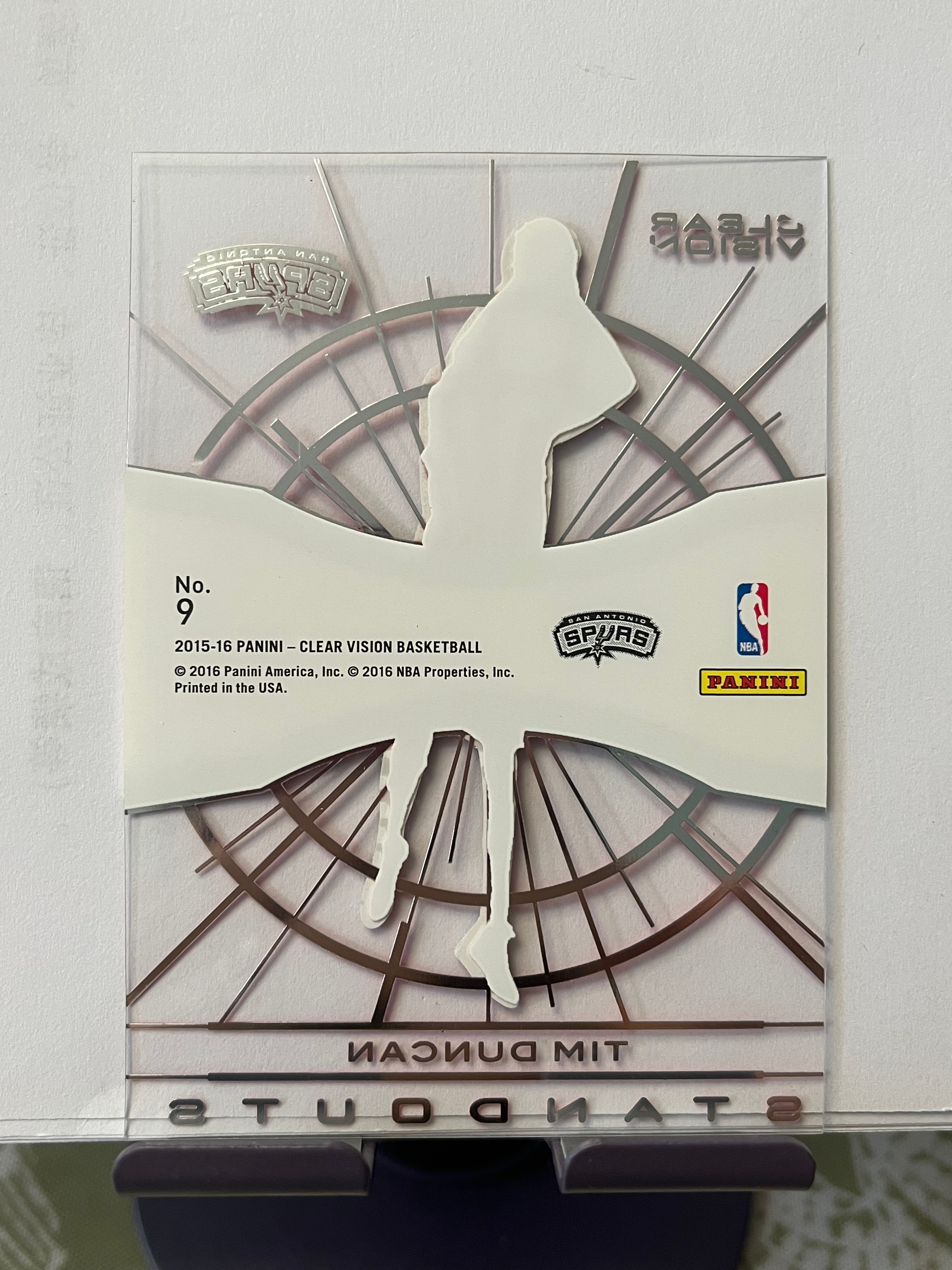 2015-16 Panini Clear Vision Tim Duncan 蒂姆 邓肯 石佛 马刺【带编 85/99 透明胶片 STANDOUTS 特卡】【边角瑕疵如图 介意勿拍】#1200
