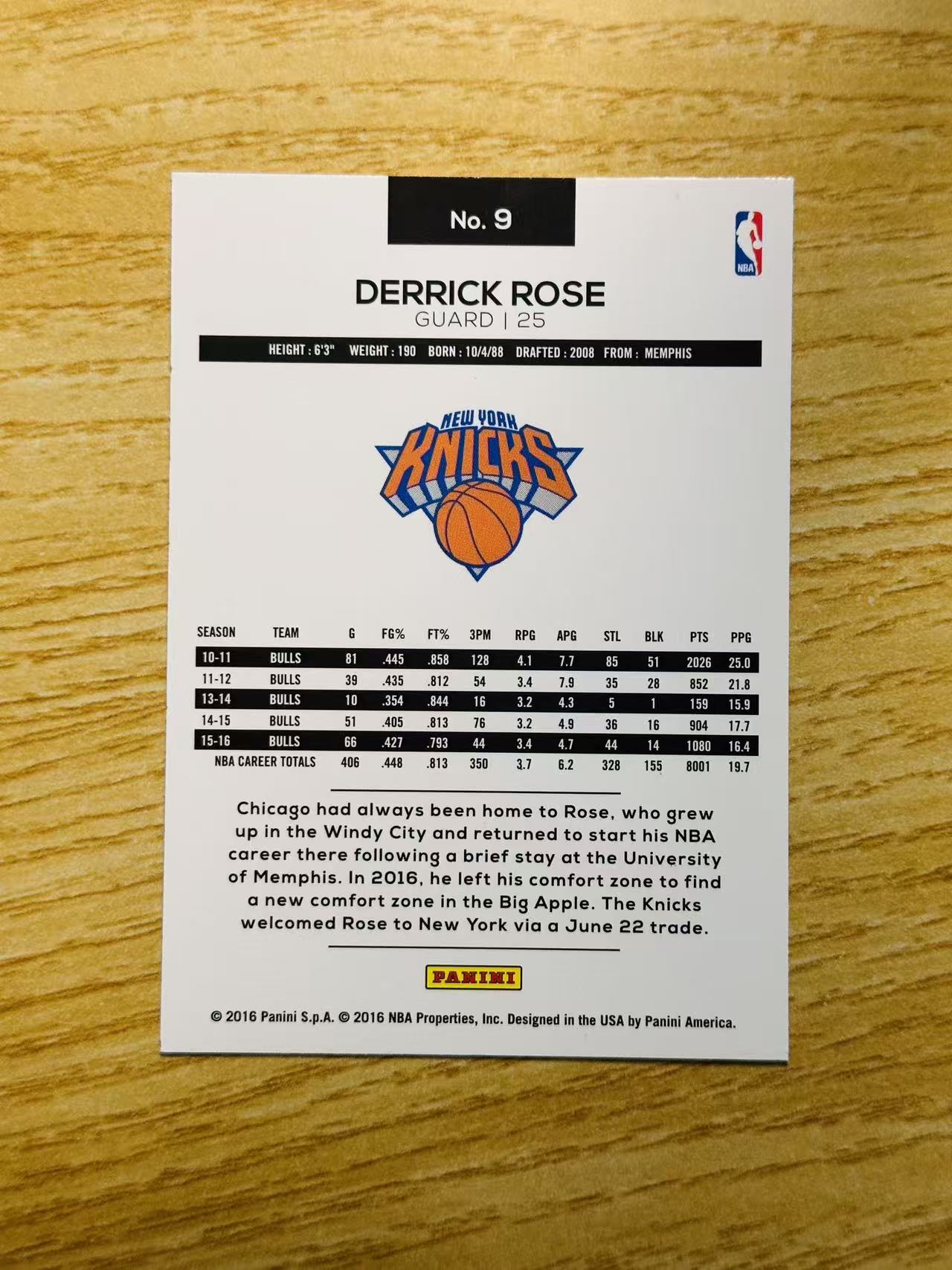 2016 Panini nba Derrick Rose 嘿嘿代卖 德里克 罗斯 风城玫瑰 加盟尼克斯 最年轻MVP 收藏必备