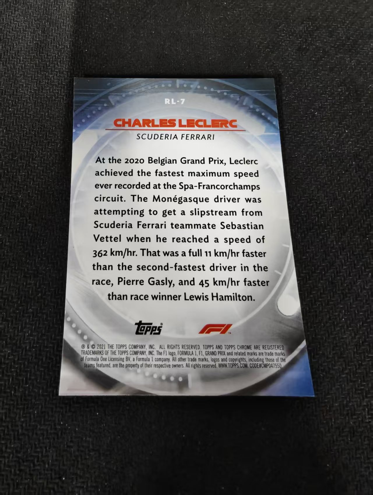 2021 Topps Chrome F1 Charles Leclerc 夏尔 勒克莱尔 银折 red liners 特卡 划痕 边角微瑕 #7