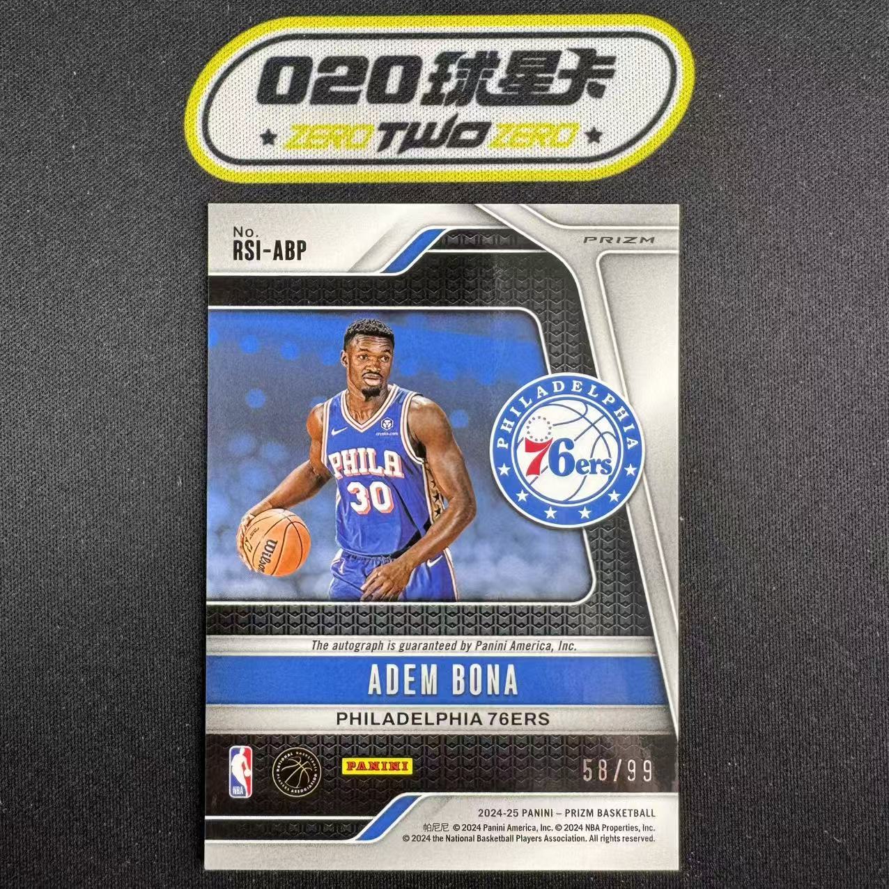 2024-25 Panini Prizm Adem Bona 阿德姆 博纳 新秀RC 58/99编 红折 签字 76人(GZ01)