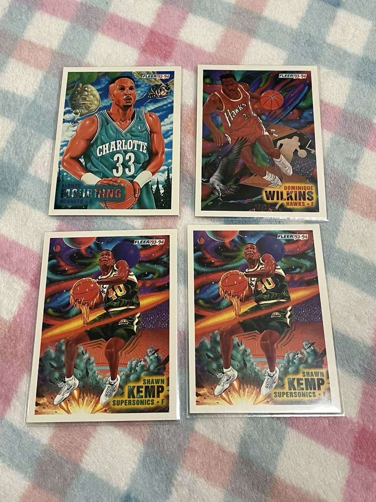 1993 Fleer NBA 4张打包 阿隆索莫宁 威尔金斯 肖恩坎普【油画风格 老人 老卡 老特】#796