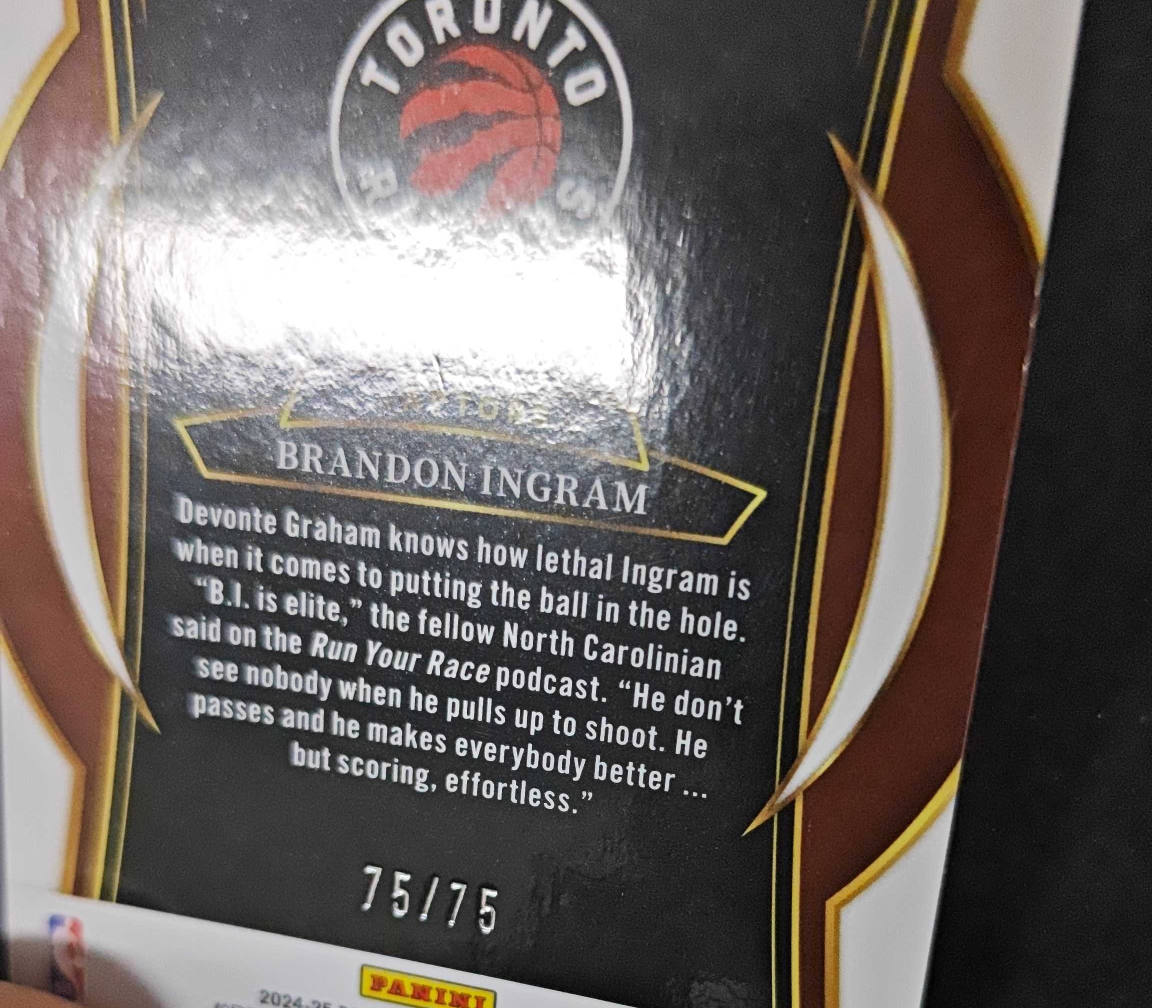 2024-25 Panini Select Brandon Ingram 【SC拍卖】SE 猛龙 英格拉姆 75/75编 绿折 瑕疵如图收藏必备(ing哥)