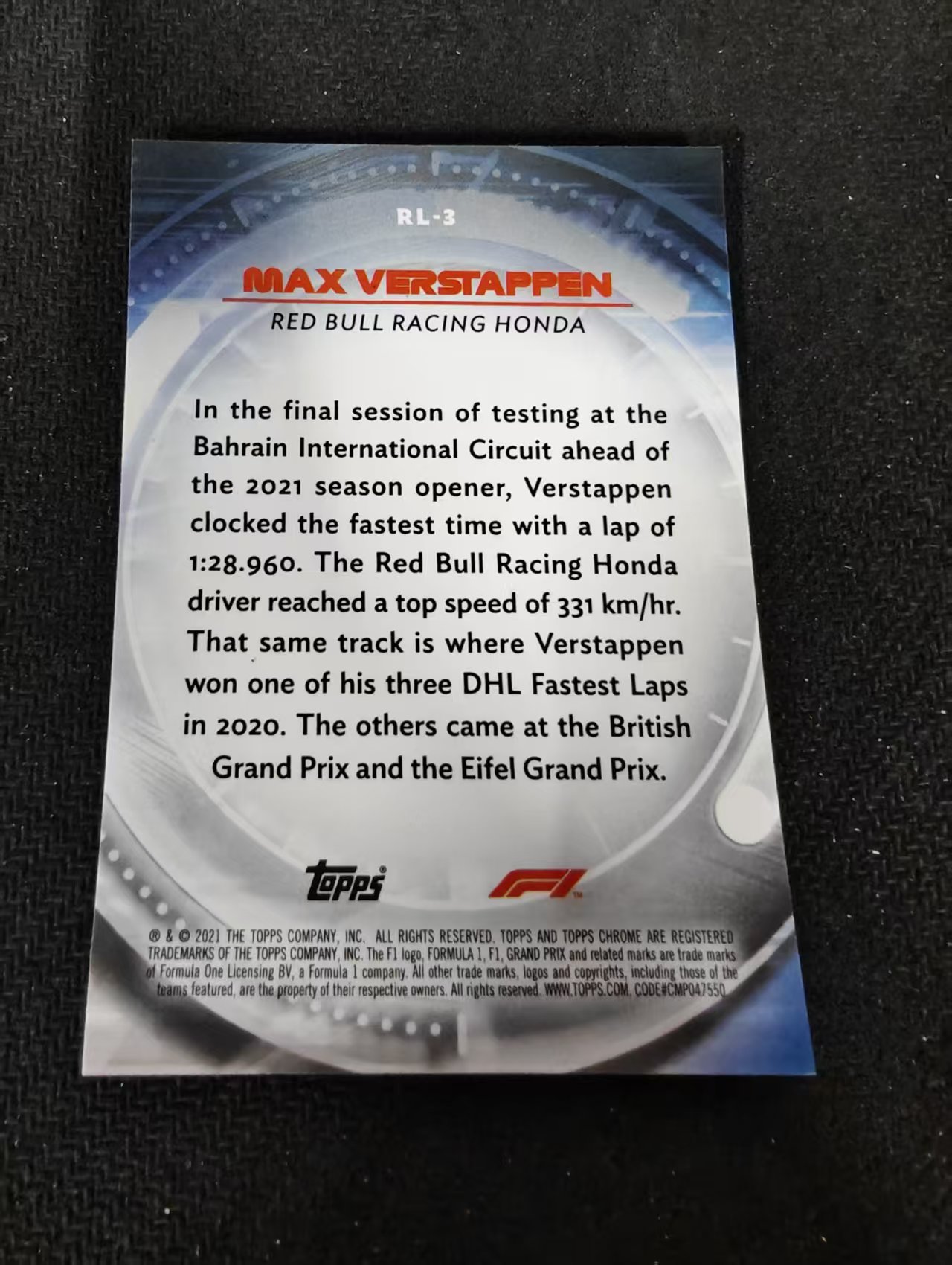 2021 Topps Chrome Max Verstappen F1 银折 red liners 特卡 红牛 维斯塔潘 边角瑕疵 #3