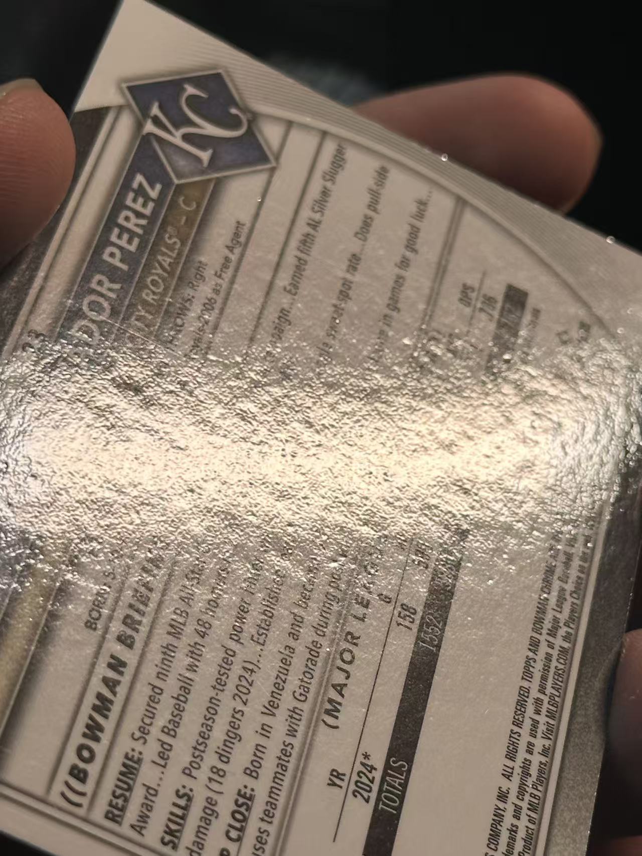 2025 Topps Bowman Chrome Salvador Perez 【欧卡体育】鲍曼TC 萨尔瓦多 佩雷兹 199编 青熔岩折 皇家 印痕大图(YDD)