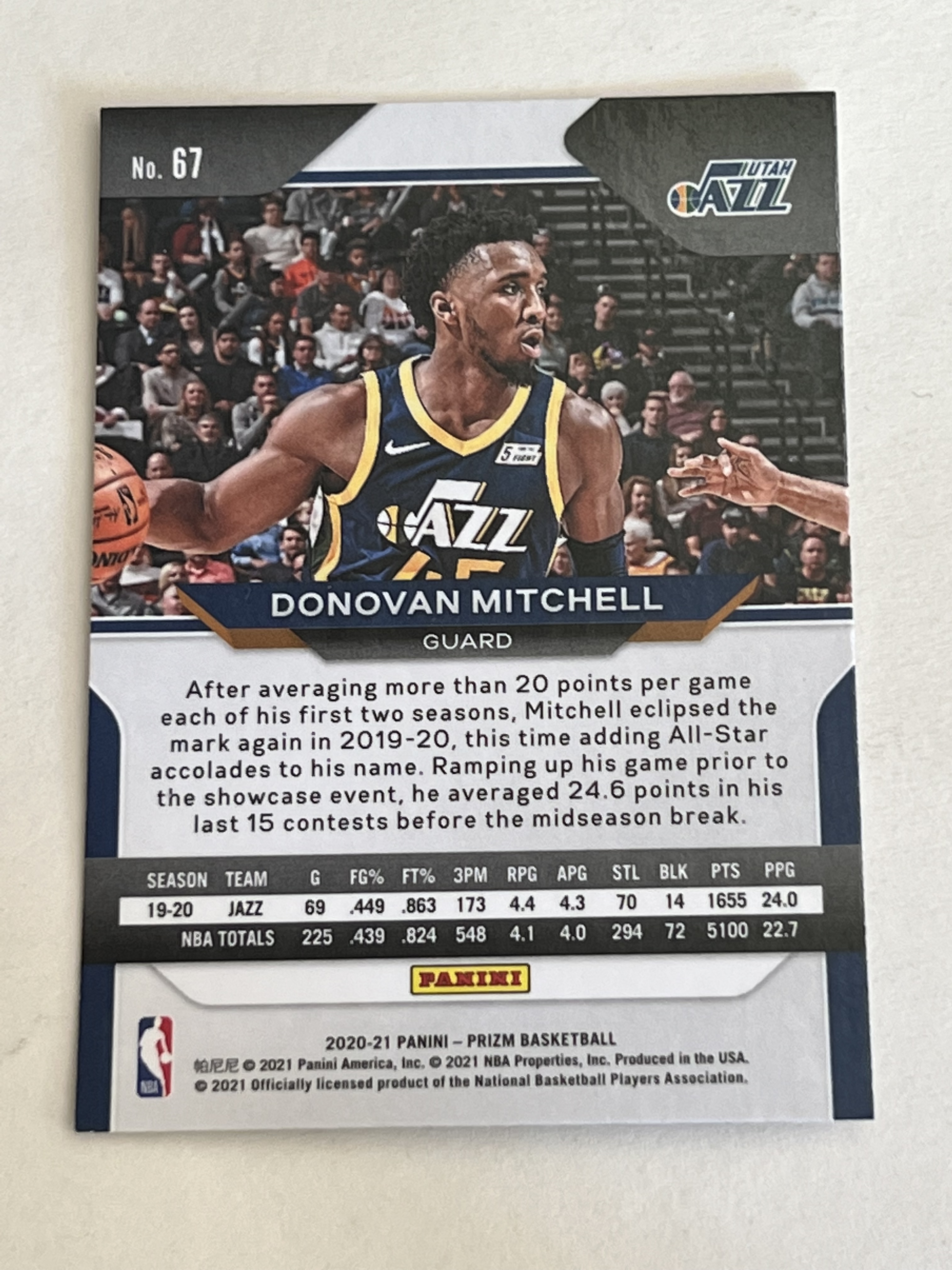 2020-21 Panini Prizm Donovan Mitchell 多诺万 米切尔 爵士队 收藏必备 凑套必备 实卡精美 投资佳品 #67
