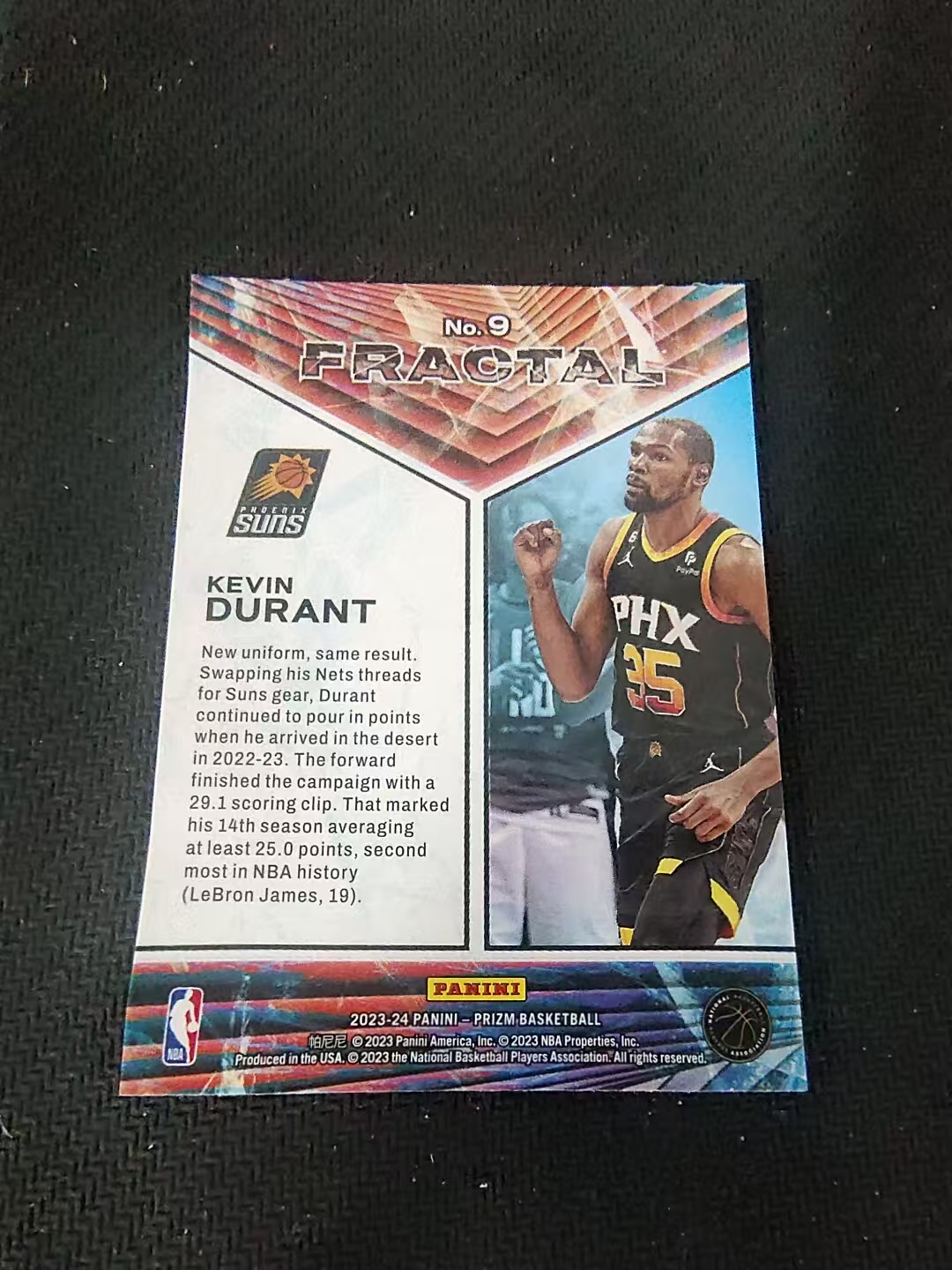 【可合并,不累计】2023-24 Panini Prizm Kevin Durant PZ 凯文 杜兰特 FRACTAL 特卡 PZ 划痕 边角微瑕 介意勿拍 #9