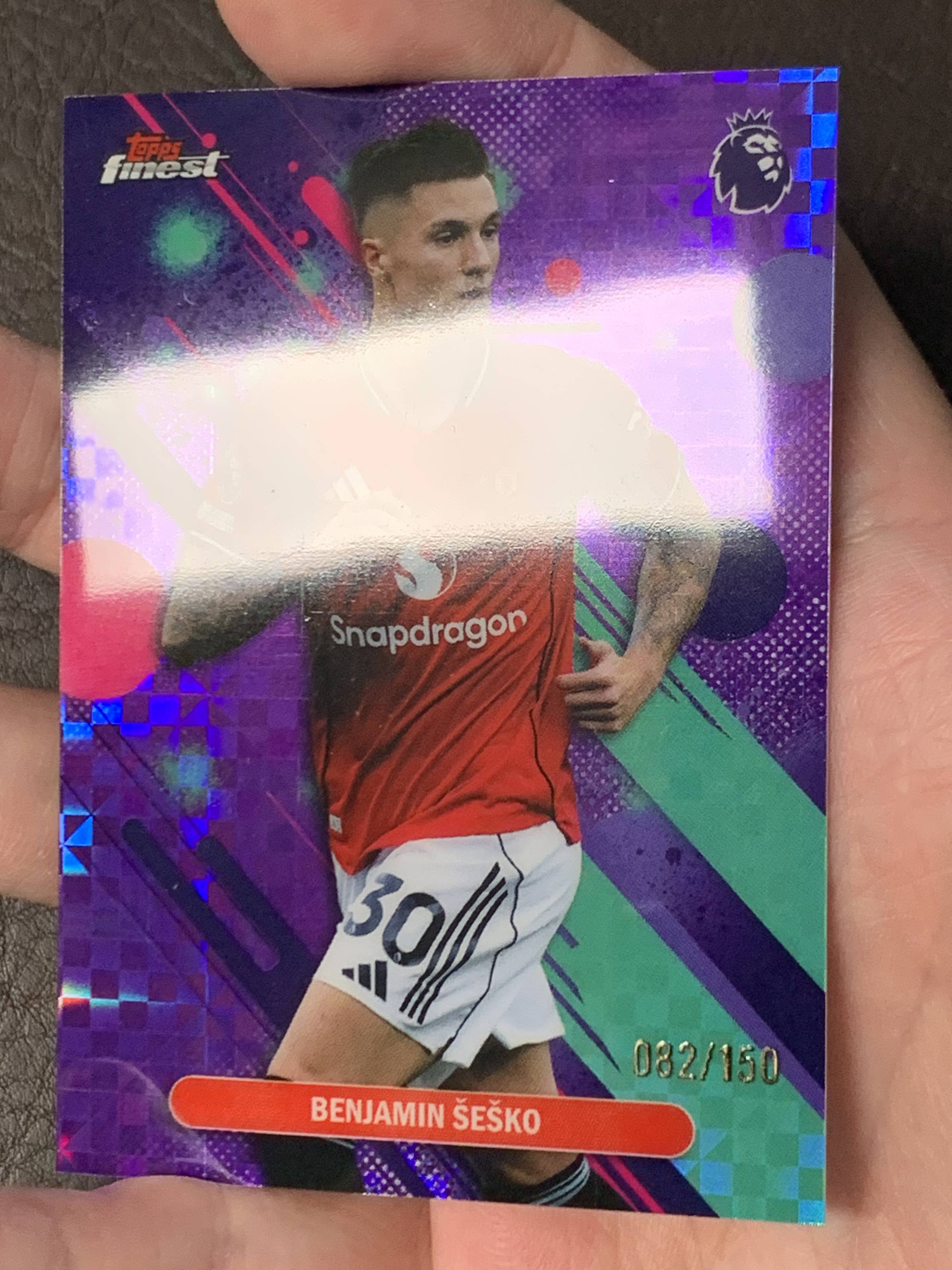 2026 Topps Finest Benjamin Sesko 曼联 本杰明 塞斯科 一级 蓝折 82/150编 莱比锡红牛
