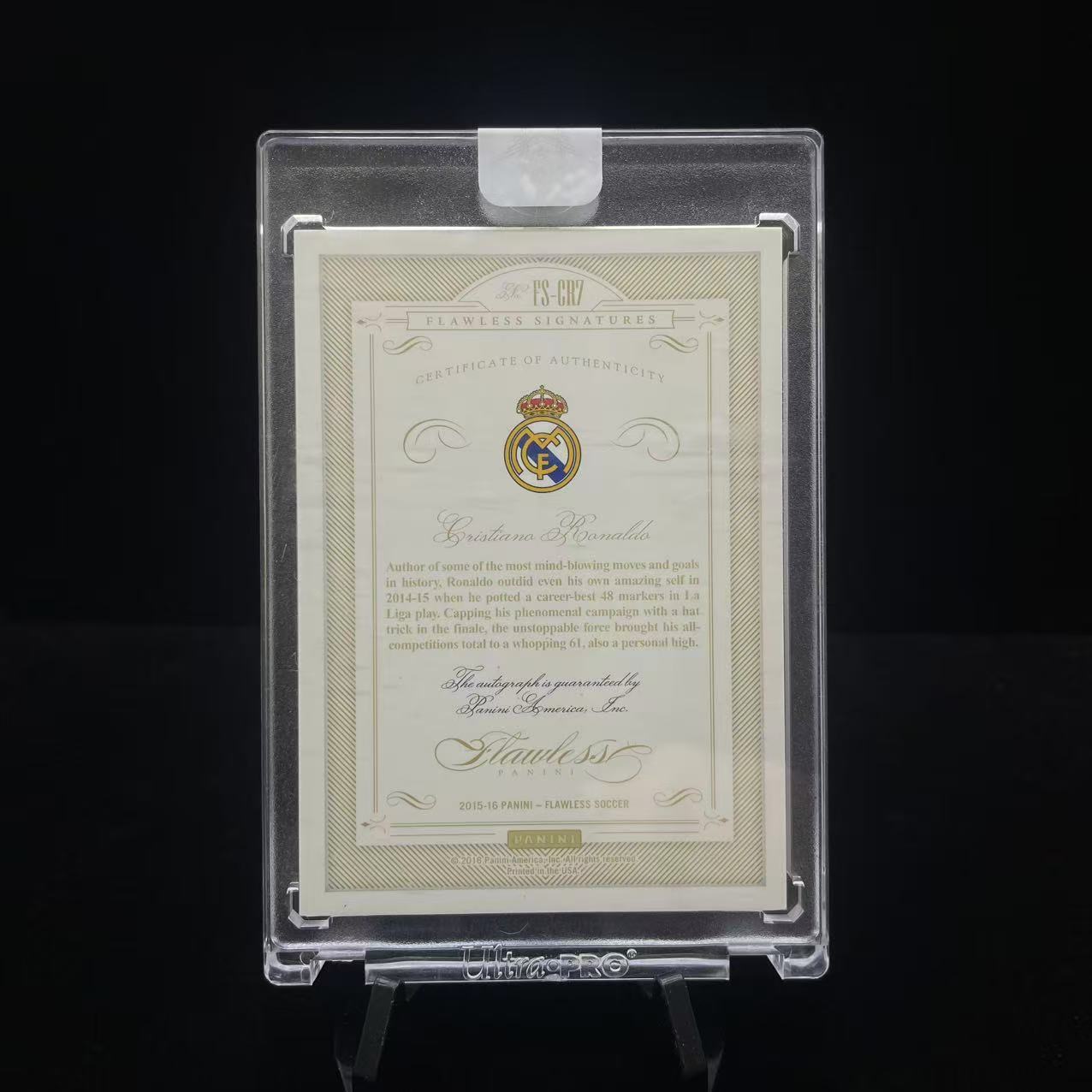 【德基拍卖】2015-16 Panini Flawless Cristiano Ronaldo 元年手提 皇家马德里 C罗 罗纳尔多 卡签 Signatures 完美签字 签名 红平行 7/15编 同背 原封砖 收藏必备 Andy7-5