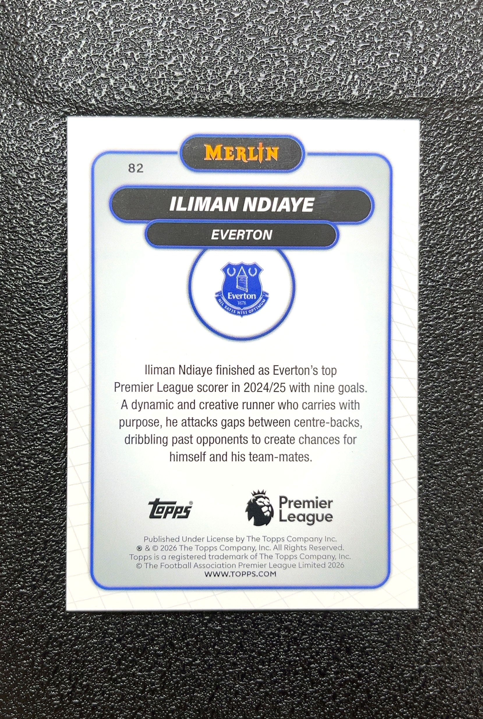 【岛屿拍卖】2026 Topps Merlin Iliman Ndiaye 伊利曼·恩迪亚耶 变形虫折 折射 卡品如图 高价值 #82 Everton 埃弗顿 0001#153