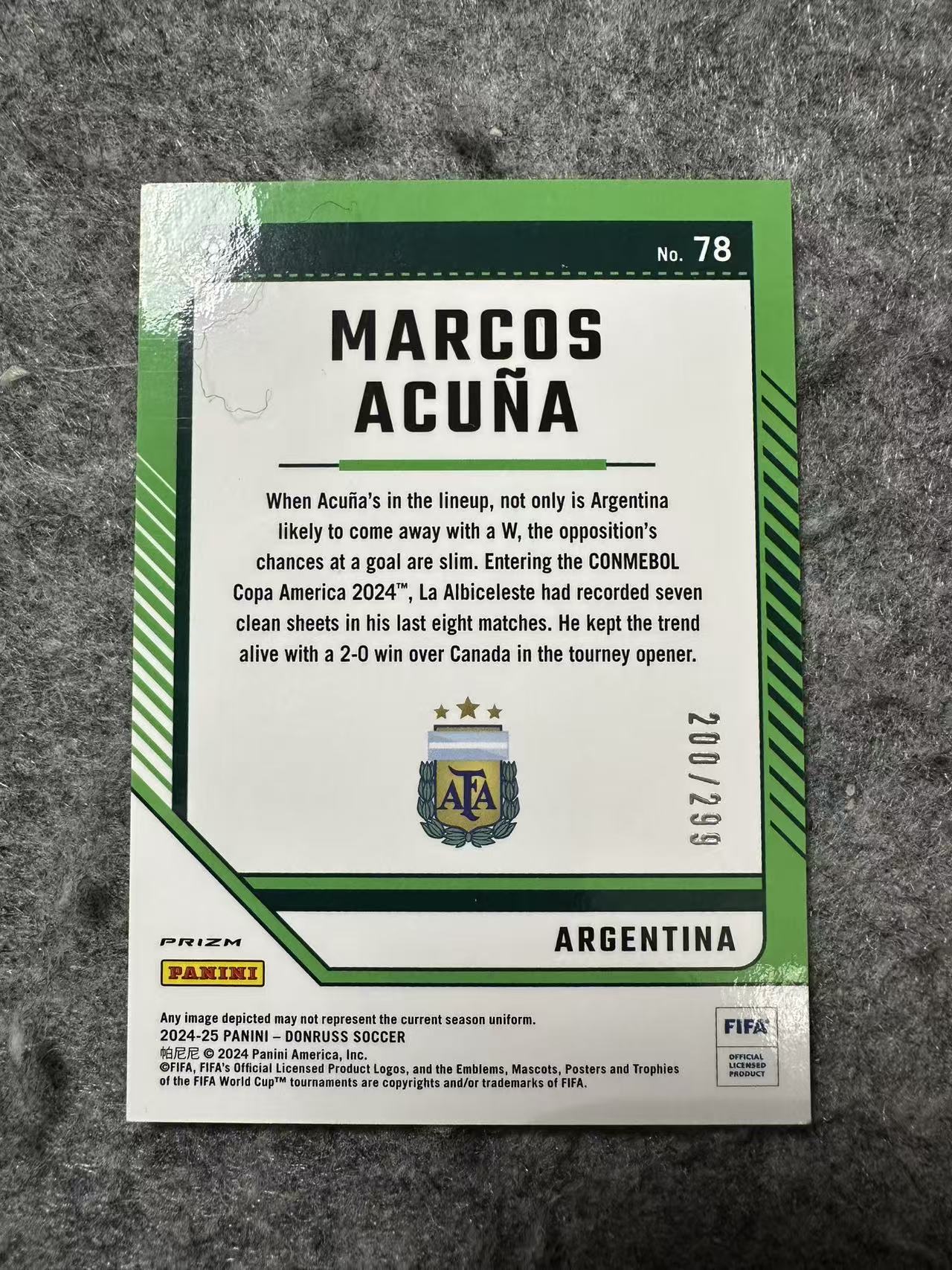 2024-25 Panini Donruss Marcos Acuna 阿根廷 马科斯 阿库尼亚 红折 折射 299编 多图已拍仔细看图