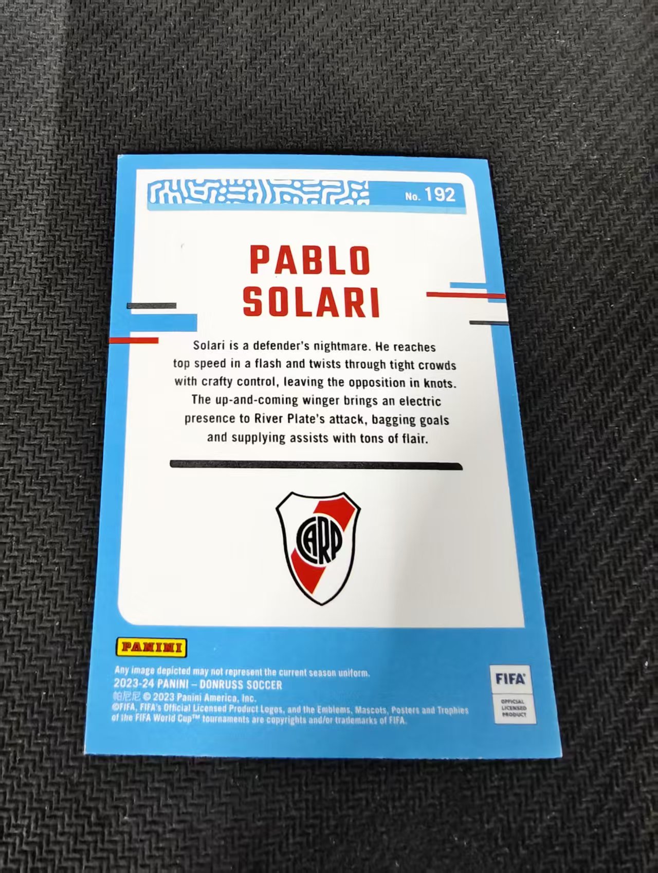 【可合并,不累计】2023-24 Panini Donruss Pablo Solari RC 巴勃罗 索拉里 河床 新秀 杜蕾斯 不保卡品 介意勿拍 @192