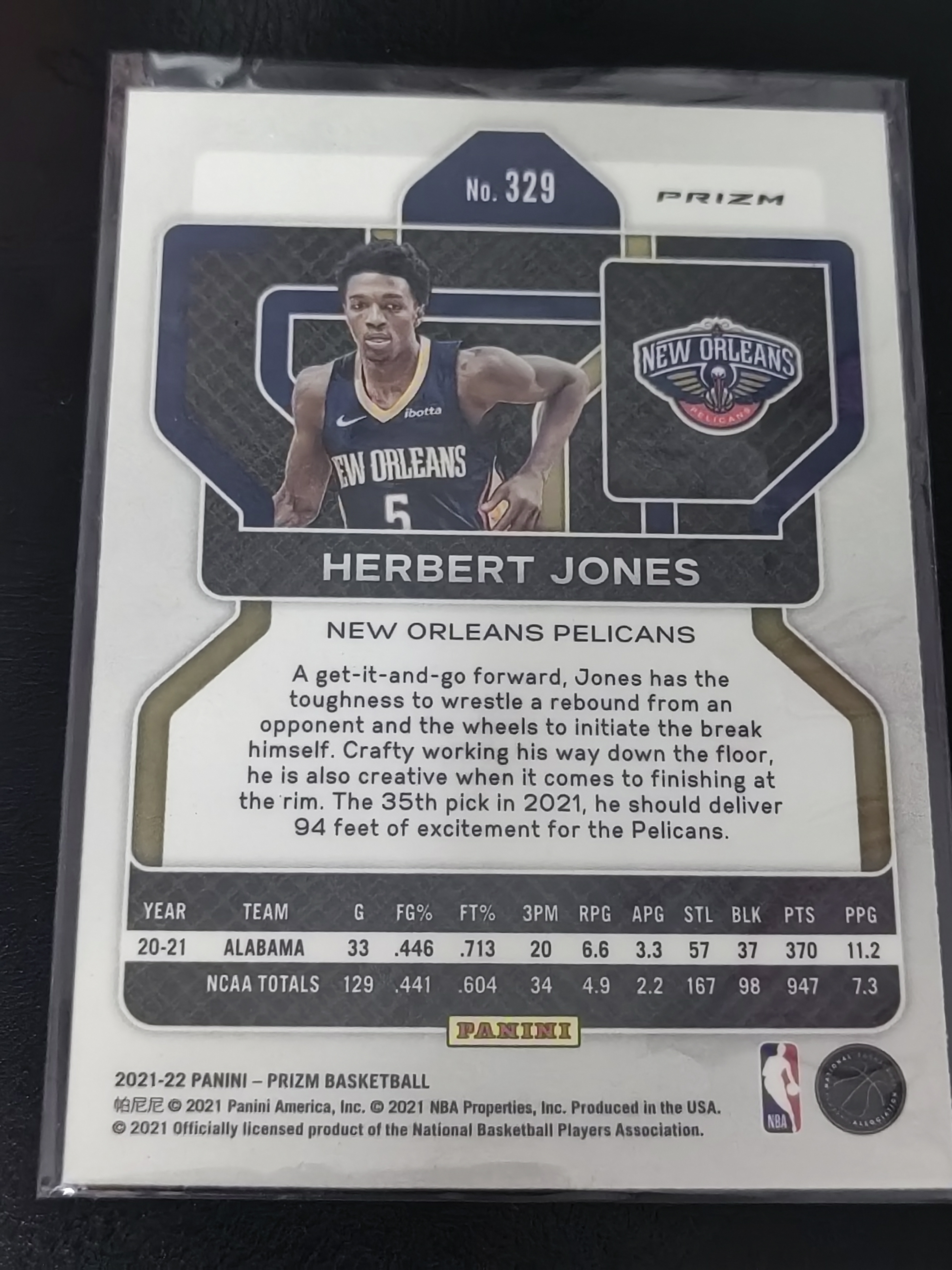 2021-22 Panini Prizm Herbert Jones RC PZ 三色折 赫伯特·琼斯 鹈鹕 篮 白边白角 不保卡品 卡品如图