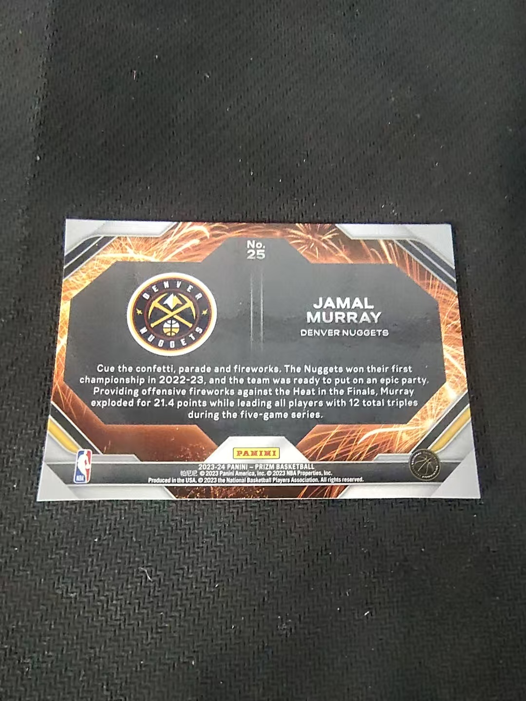 【可合并,不累计】2023-24 Panini Prizm Jamal Murray 贾马尔 穆雷 掘金 烟花特卡 PZ 划痕 边角微瑕 介意勿拍 #25