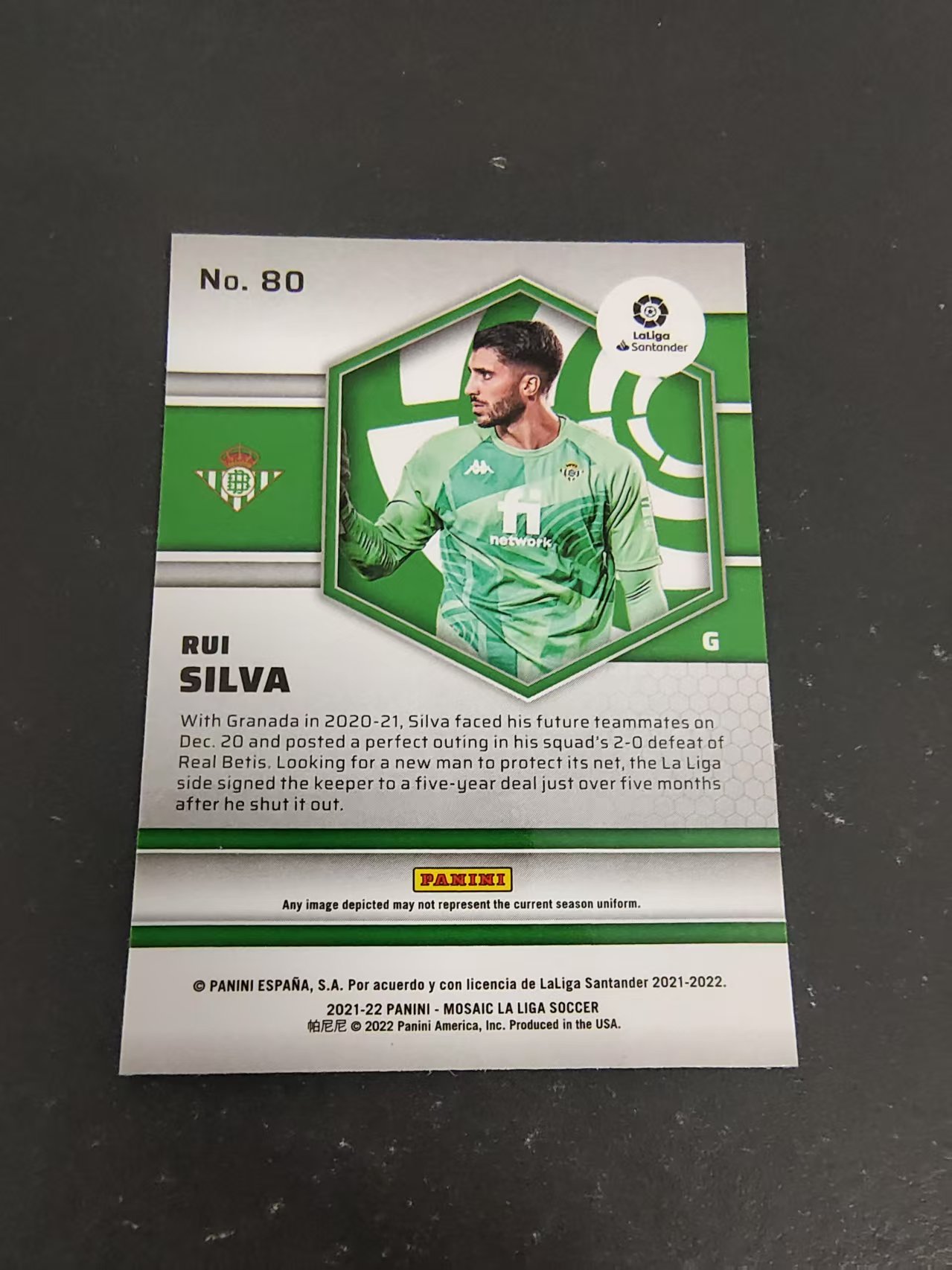 【可合并,不累计】2021-22 Panini MOSAIC RUI SILVA 马赛克 西甲 鲁伊席尔瓦 皇家贝蒂斯 划痕 边角瑕疵 #80