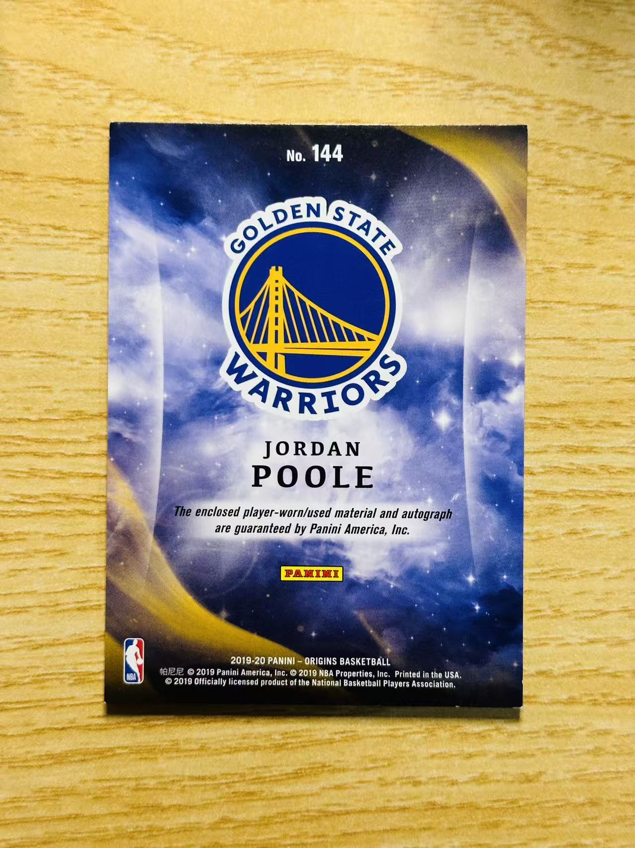 2019-20 Panini Origins Jordan Poole 嘿嘿代卖 起源 乔丹 普尔 新秀 RC 签字 99编 RJA 勇士 收藏必备 gjma