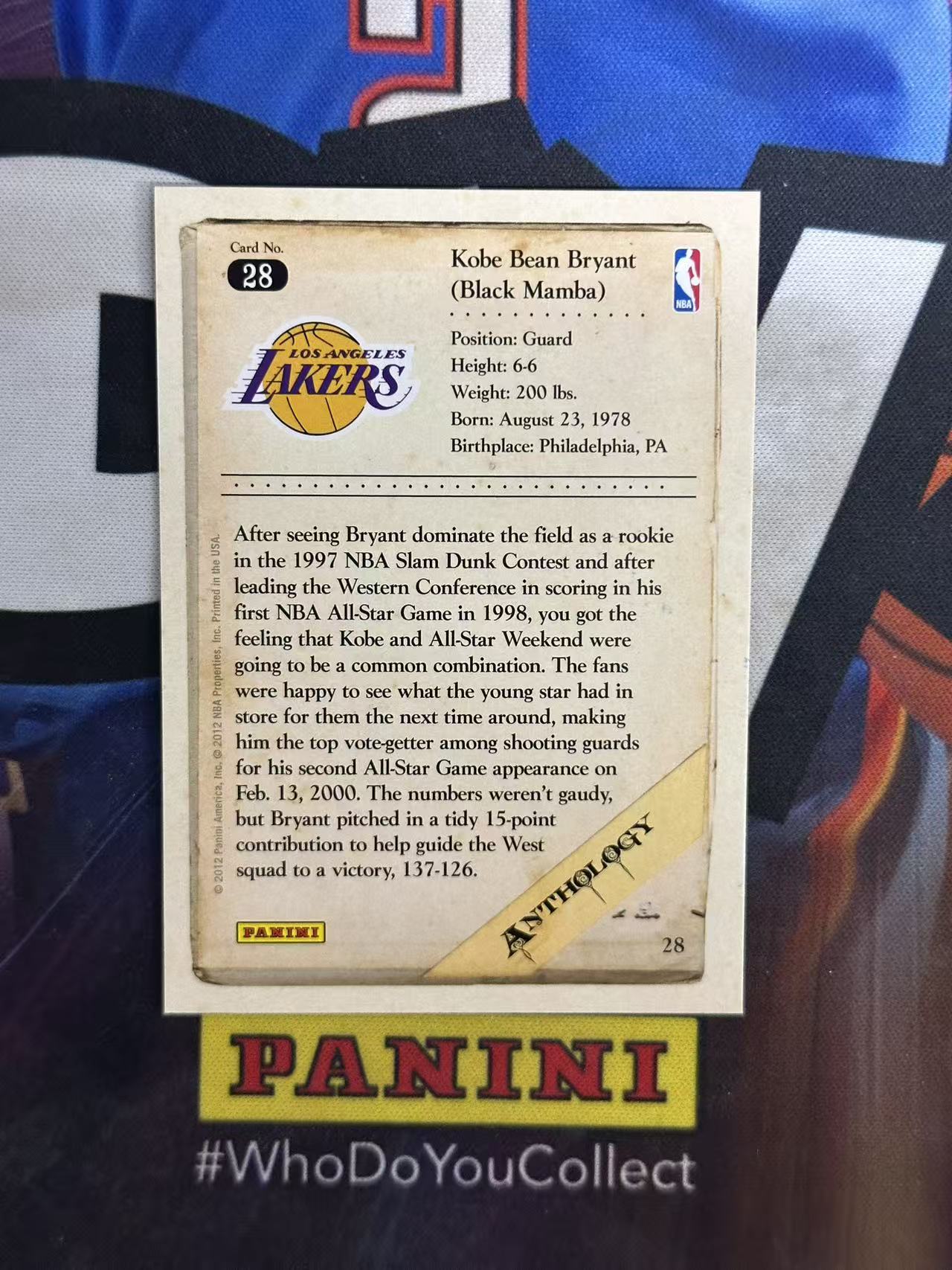 2012 Panini Kobe Bryant Kobe Bryant 【小猪包代卖】No.28 湖人 科比 布莱恩特 补偿包 黑白天使 base 特卡 戴总