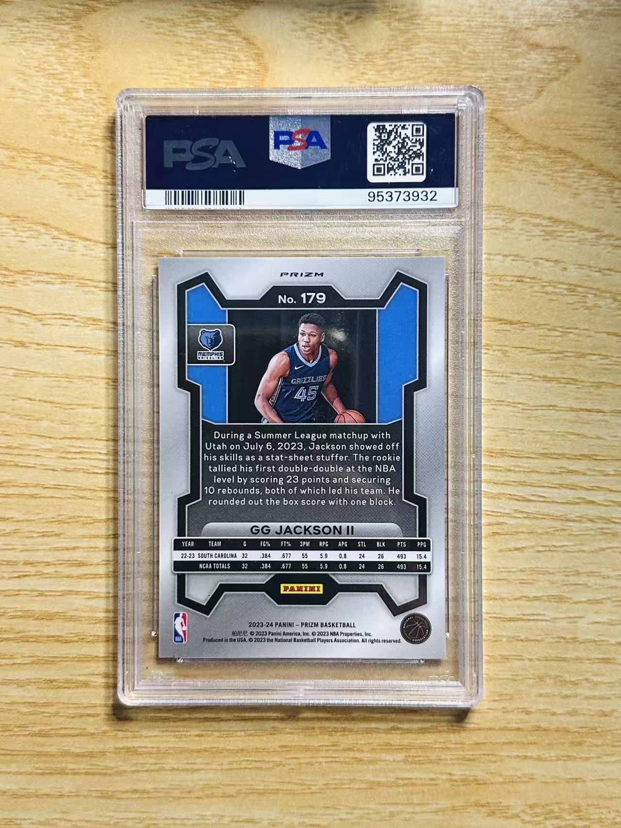 2023-24 Panini Prizm G.G. Jackson 嘿嘿代卖 GG 杰克逊 新秀 RC 银折 灰熊 PSA9 收藏必备