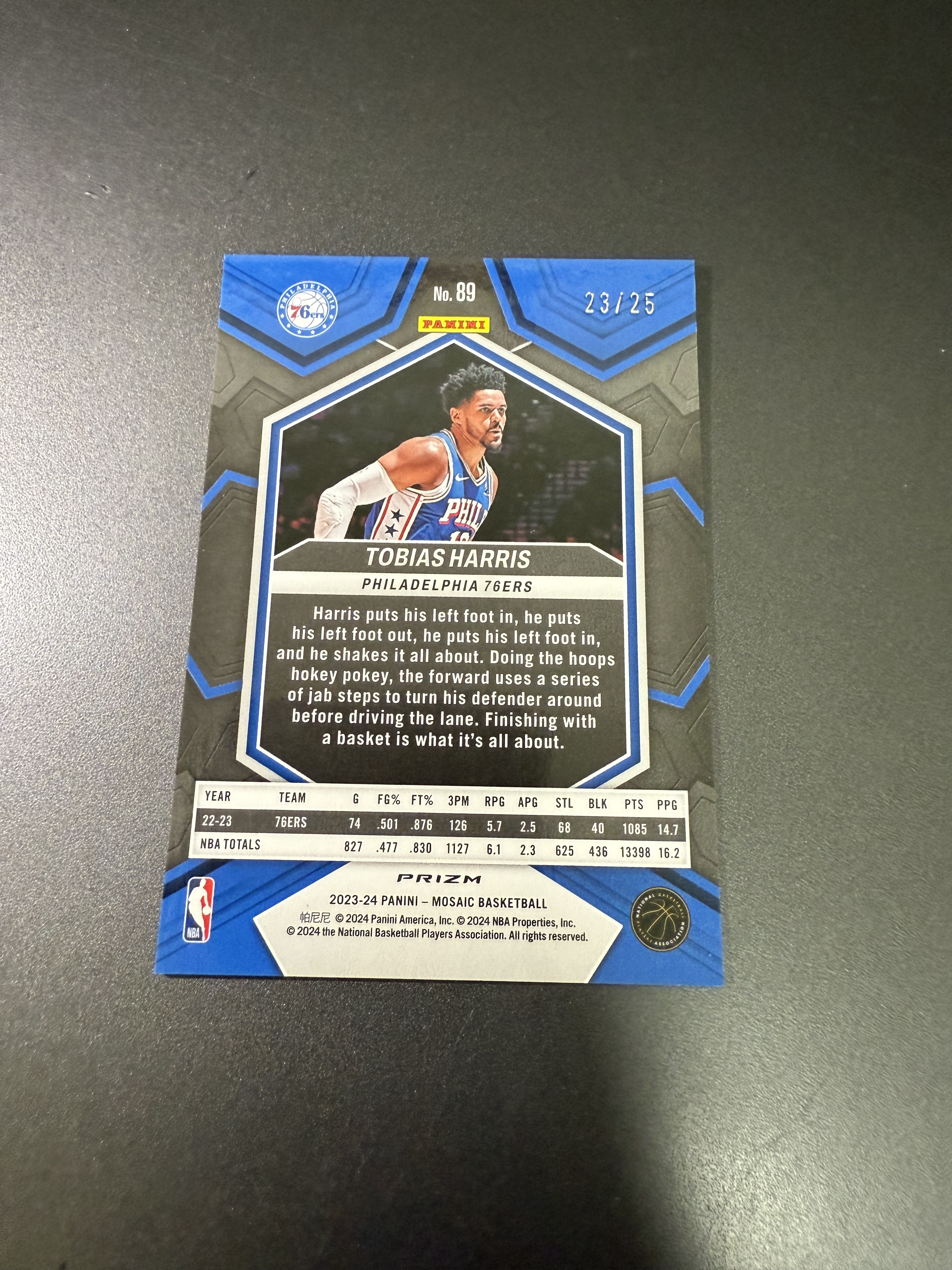 2023-24 Panini Mosaic Tobias Harris 托比亚斯 哈里斯 马赛克 蓝圈圈折 25编 76人 同色球衣 什