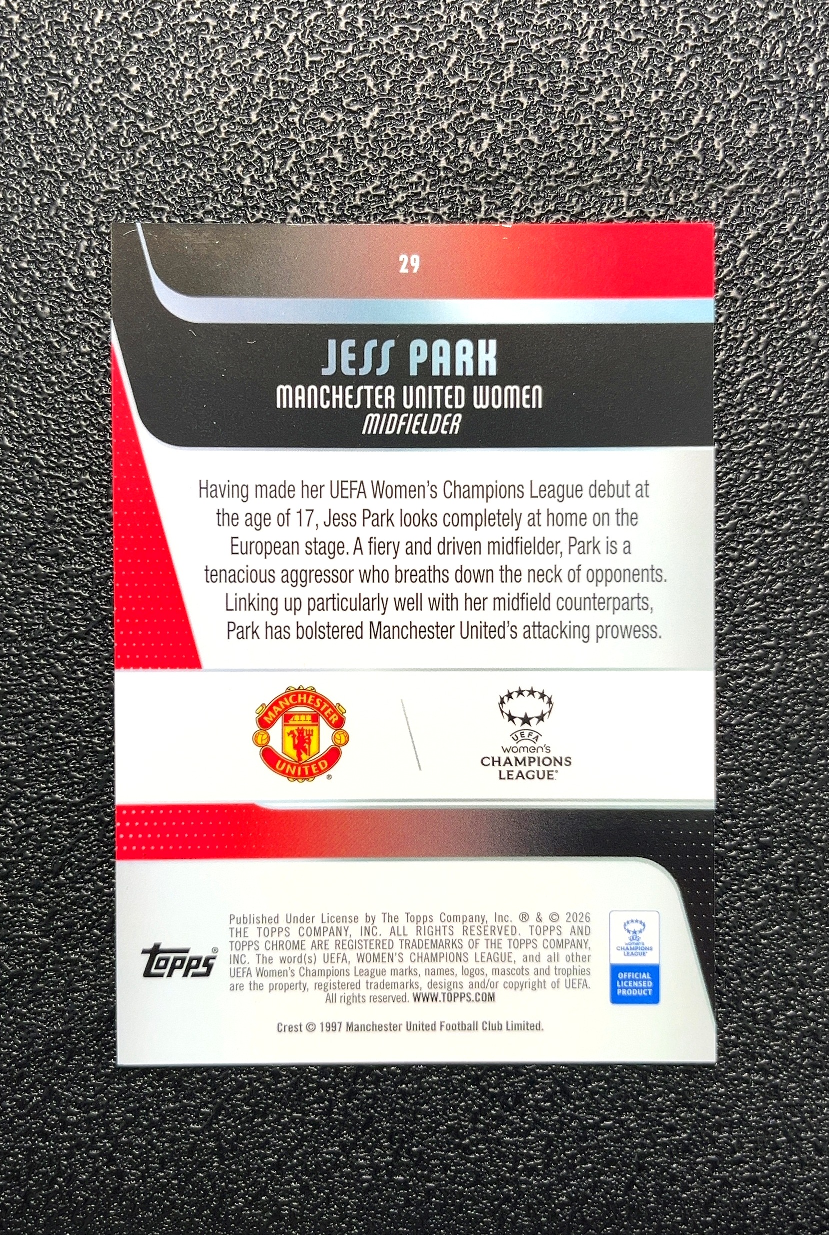 【岛屿拍卖】2023 Topps Chrome Jess Park 杰西·帕克 卡品如图 高价值 #29 Manchester United Women 曼联女足 0002#90