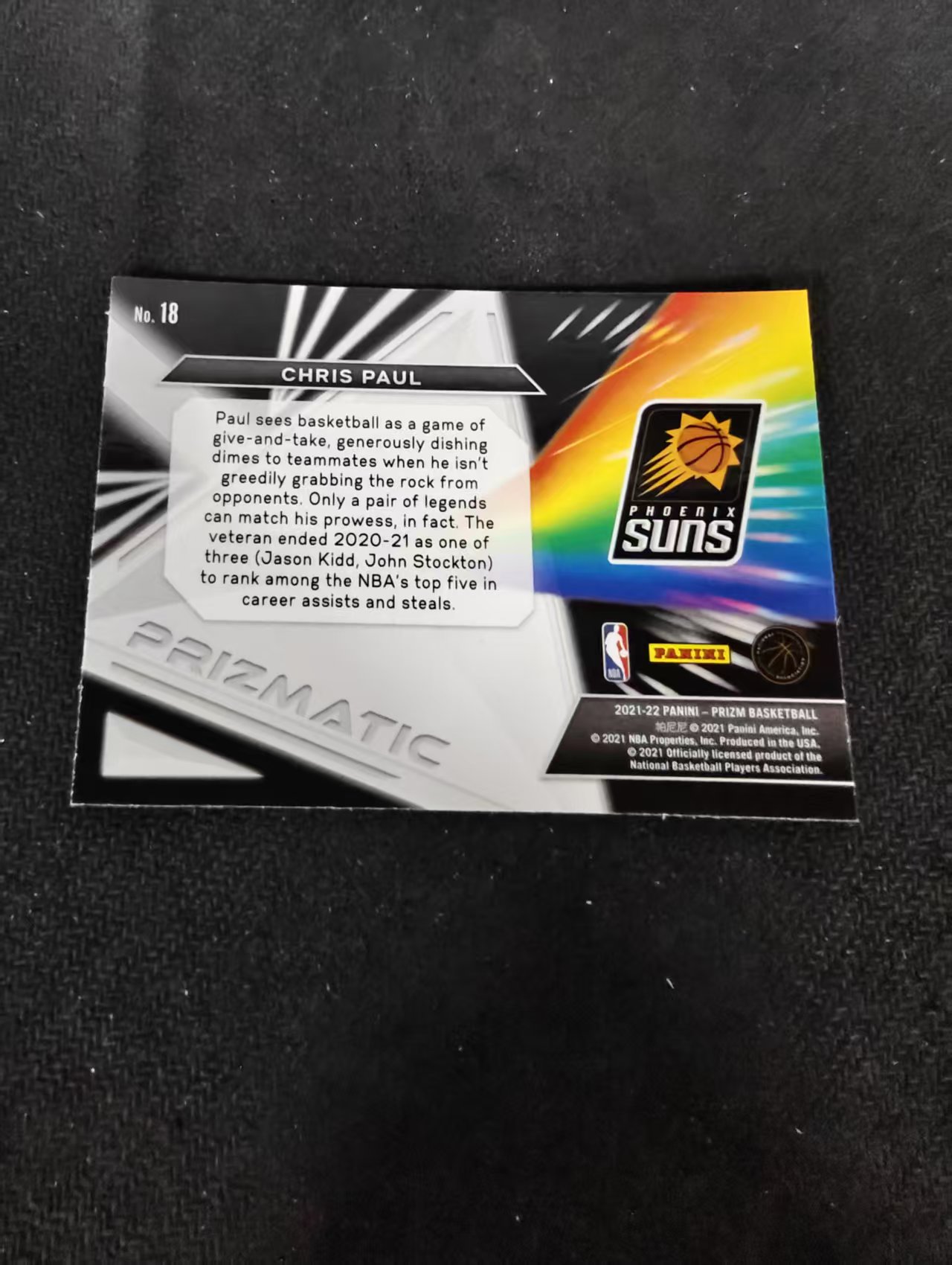 【可合并,不累计】2021-22 Panini Prizm Chris Paul 克里斯 保罗 CP3 太阳 Prizmatic 特卡 不保卡品 介意勿拍 #18