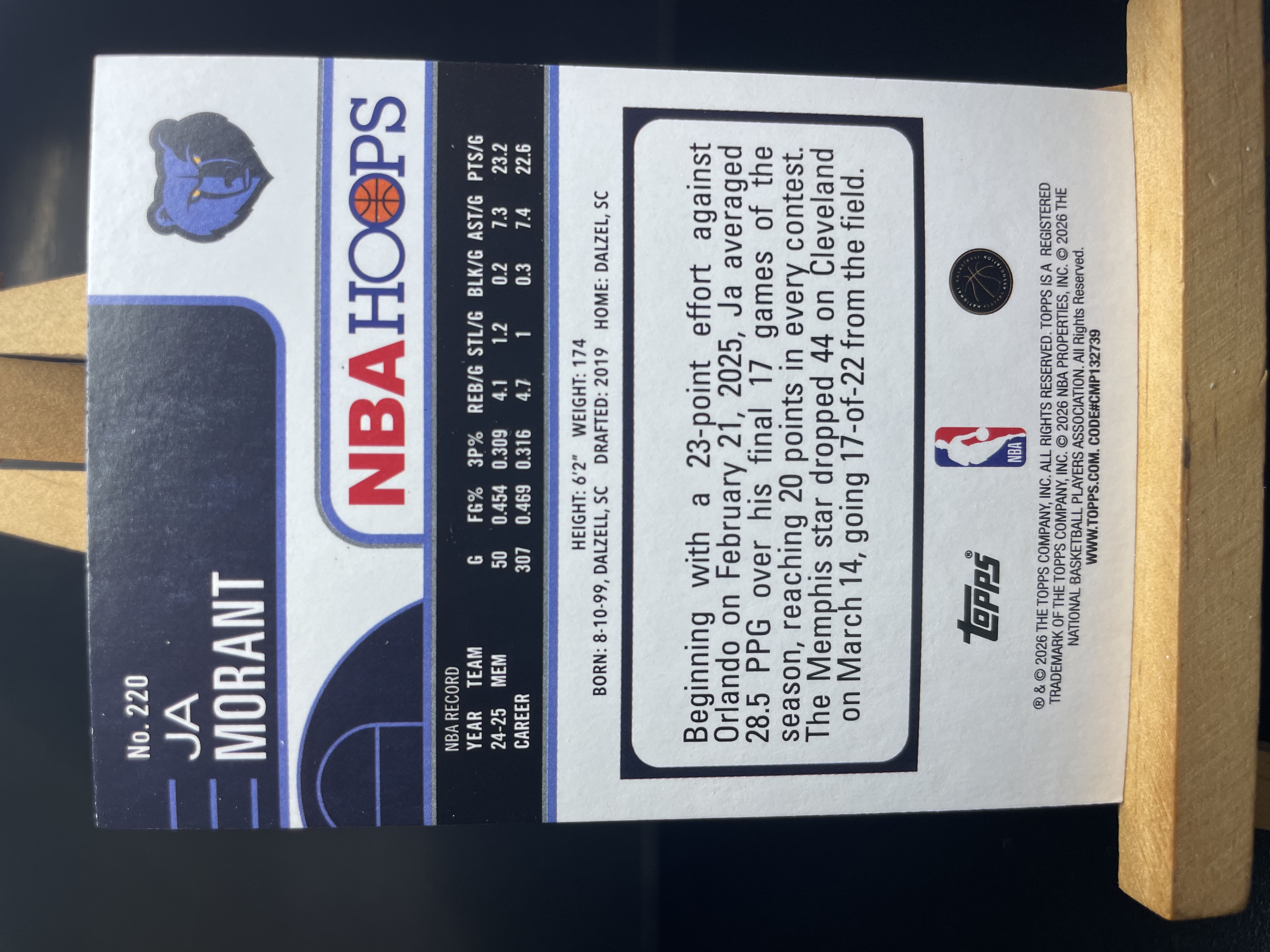 (A4) 2026 TOPPS NBAHOOPS 折射 莫兰特 灰熊 近期大热球星 收藏凑套必备 卡品如图 !!!