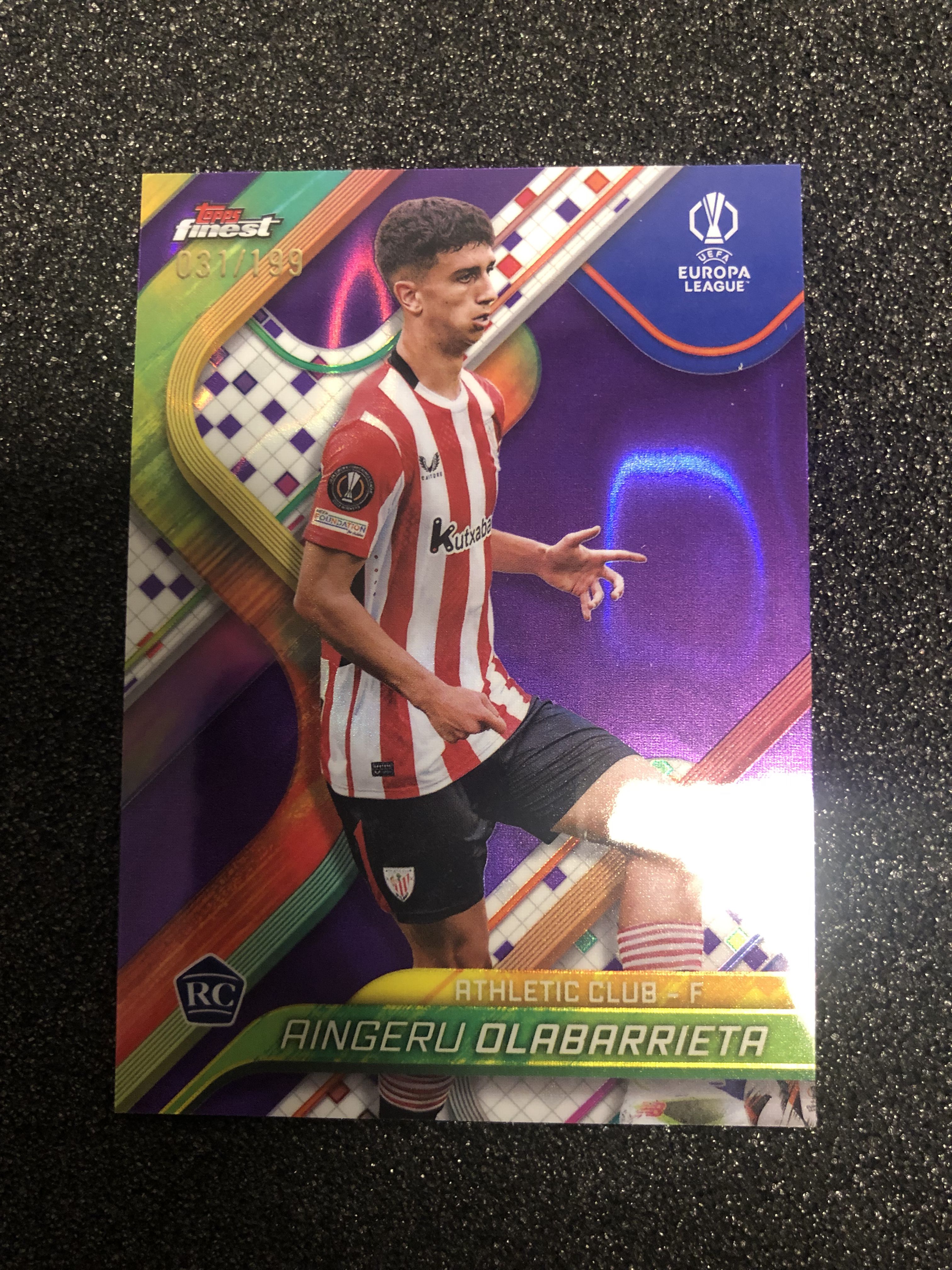 2024-25 Topps Finest aingeru olabarrieta RC 欧战finest 奥拉瓦列塔 西班牙 毕尔巴鄂竞技 199编 紫熔岩折 031/199 卡品如图 凑套收藏必备