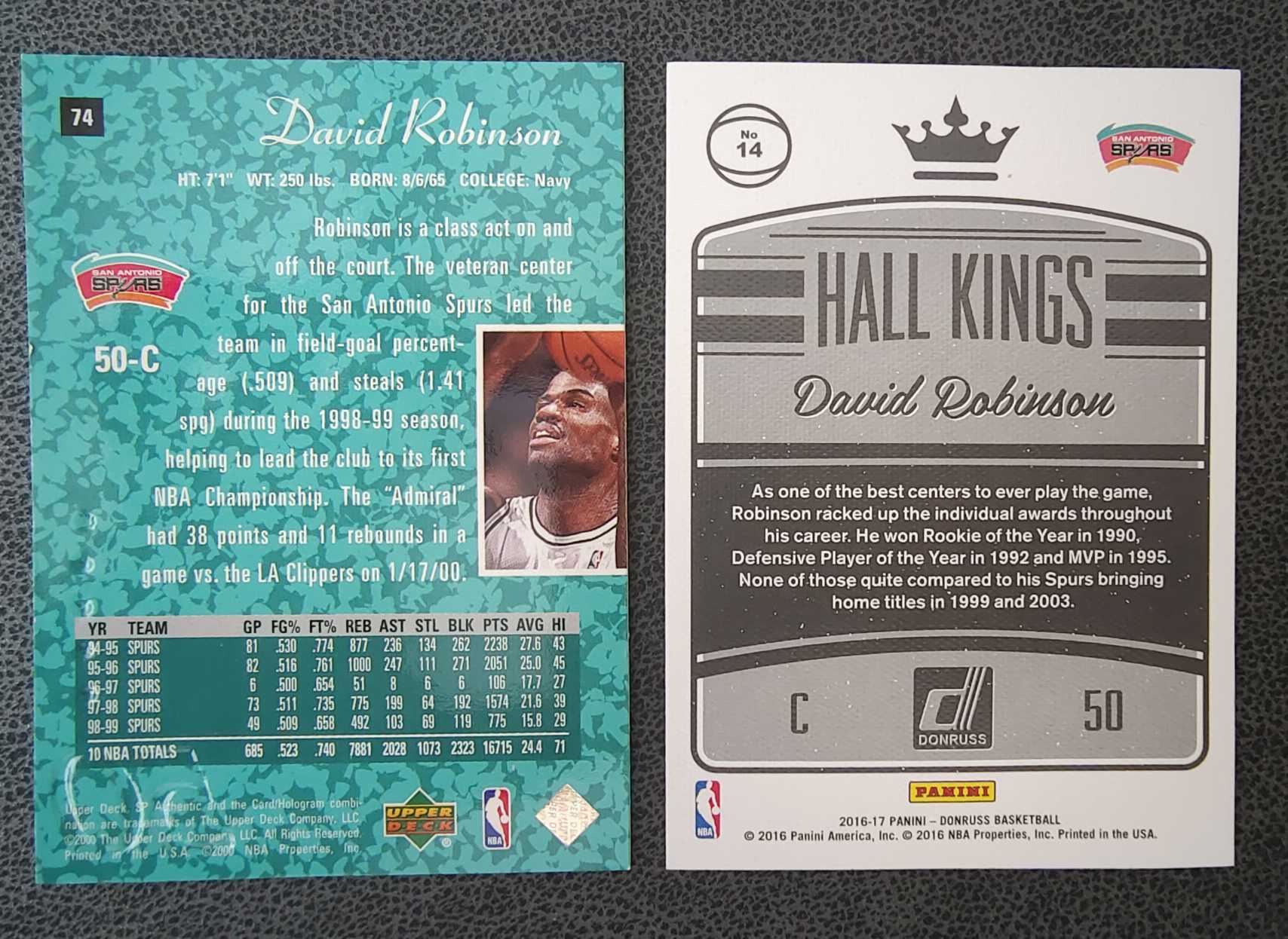 2016-17 Panini Donruss David Robinson 圣安东尼奥 马刺队 大卫 罗宾逊 海军上将 upper deck老卡 panini 两张打包