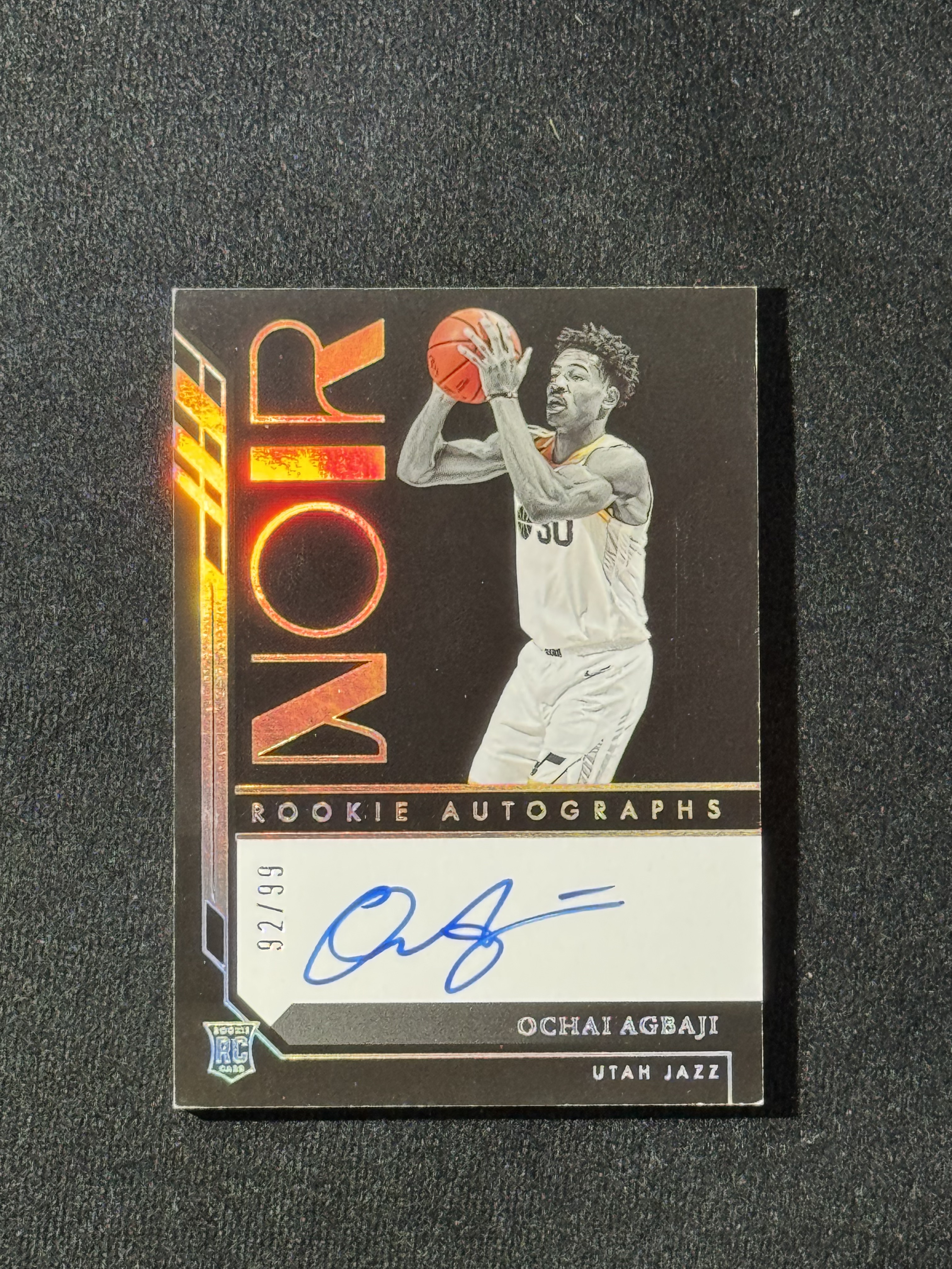 2022-23 Panini Noir Ochai Agbaji RC 【扎克代卖】诺尔 爵士新秀 奥柴 阿巴基 99编 卡签 实卡好看 瑕疵如图 福盒 猪脚饭