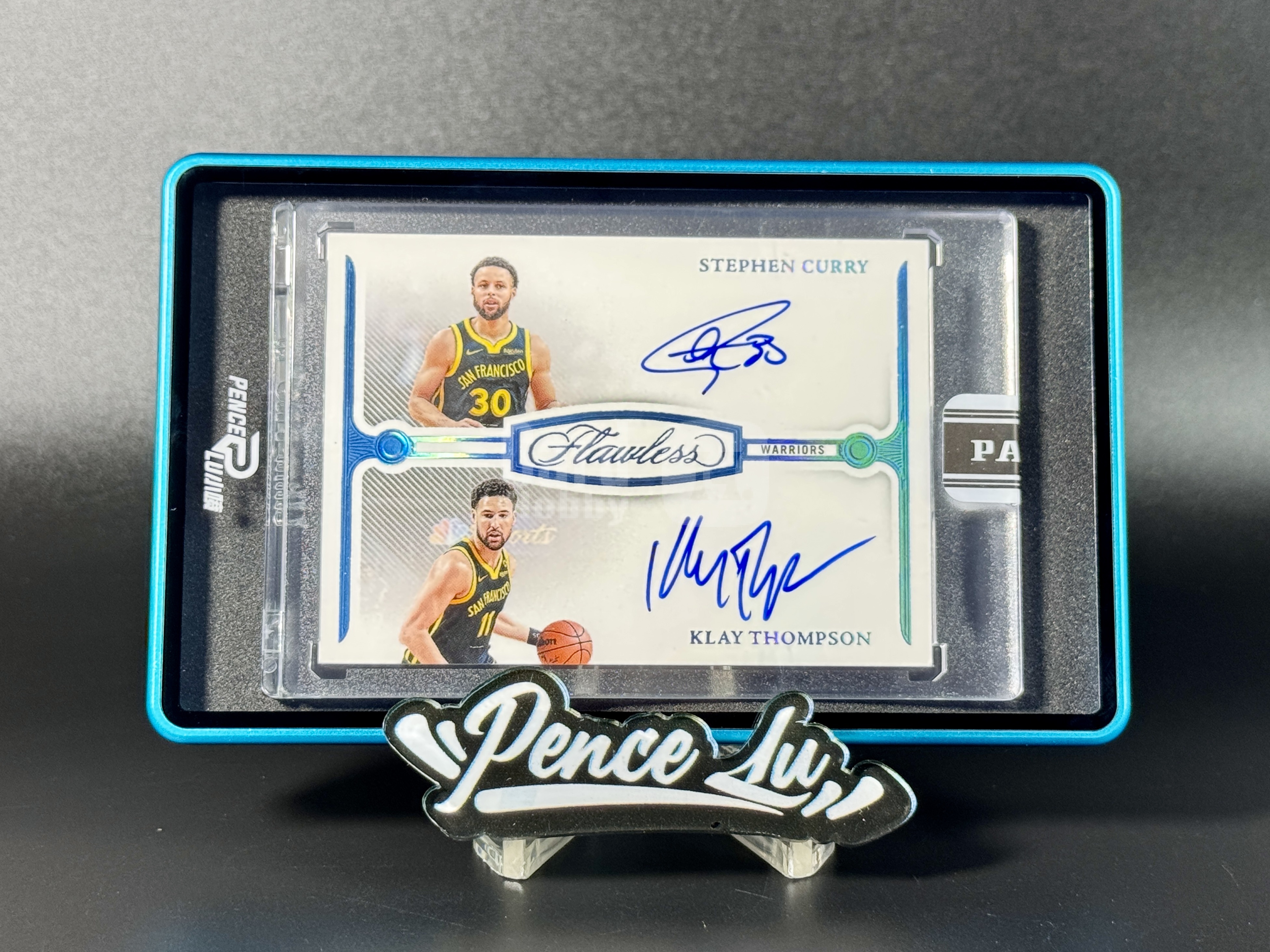 【喷子拍卖】2023-24 Flawless Stephen Curry Klay Thompson 手提 金州勇士 水花兄弟 斯蒂芬 库里 克莱 汤普森 双签 黑盒1of1 湖水蓝闪 卡签 一编 1/ 大hit 原封砖 送订制壳 ARCS