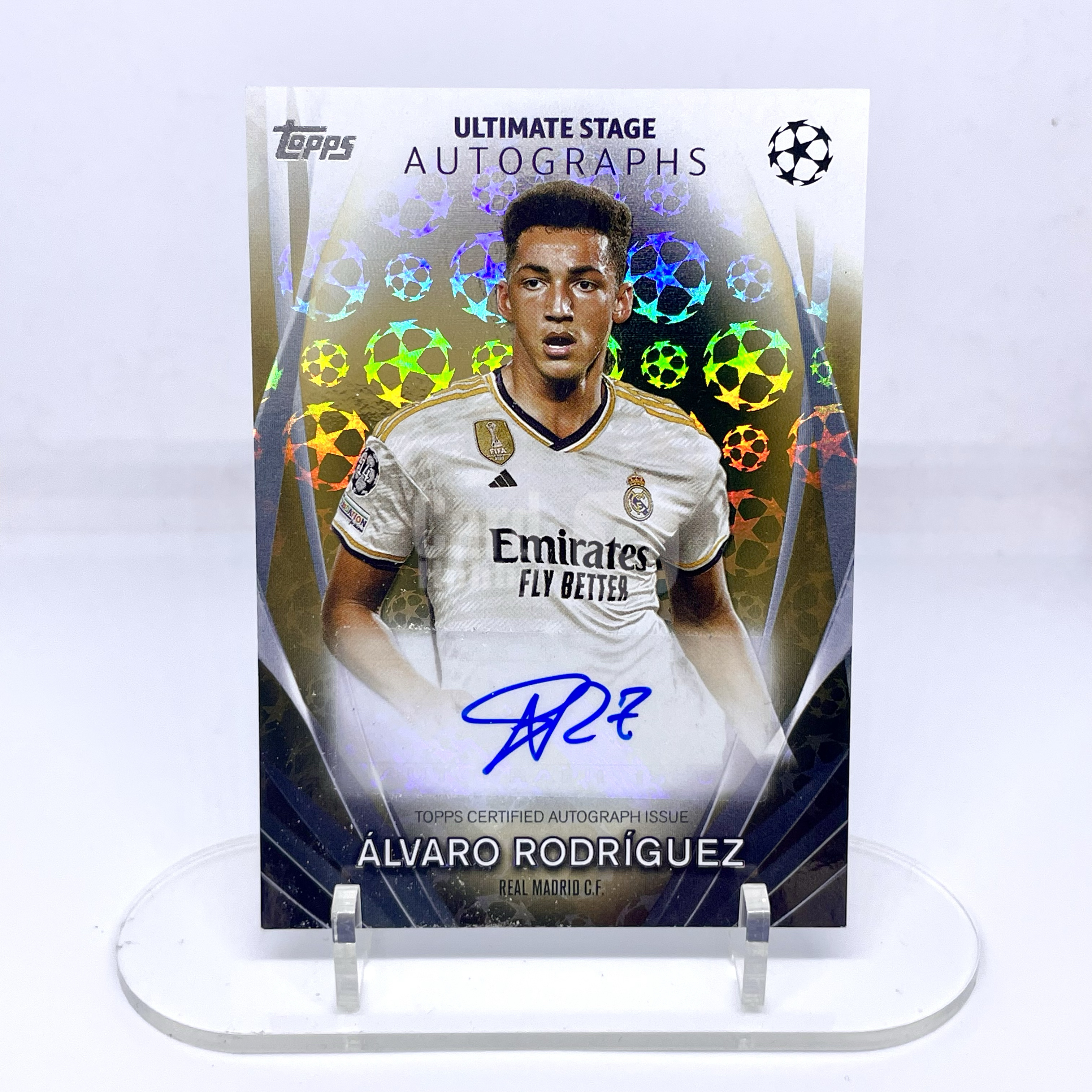 2324 Topps UCC ALvaro Rodriguez Ultimate Stage Auto Gold 06/50编 金球折 终极舞台签字 阿尔瓦罗 罗德里格斯 皇马 欧冠【芥末-阿玮/庸】