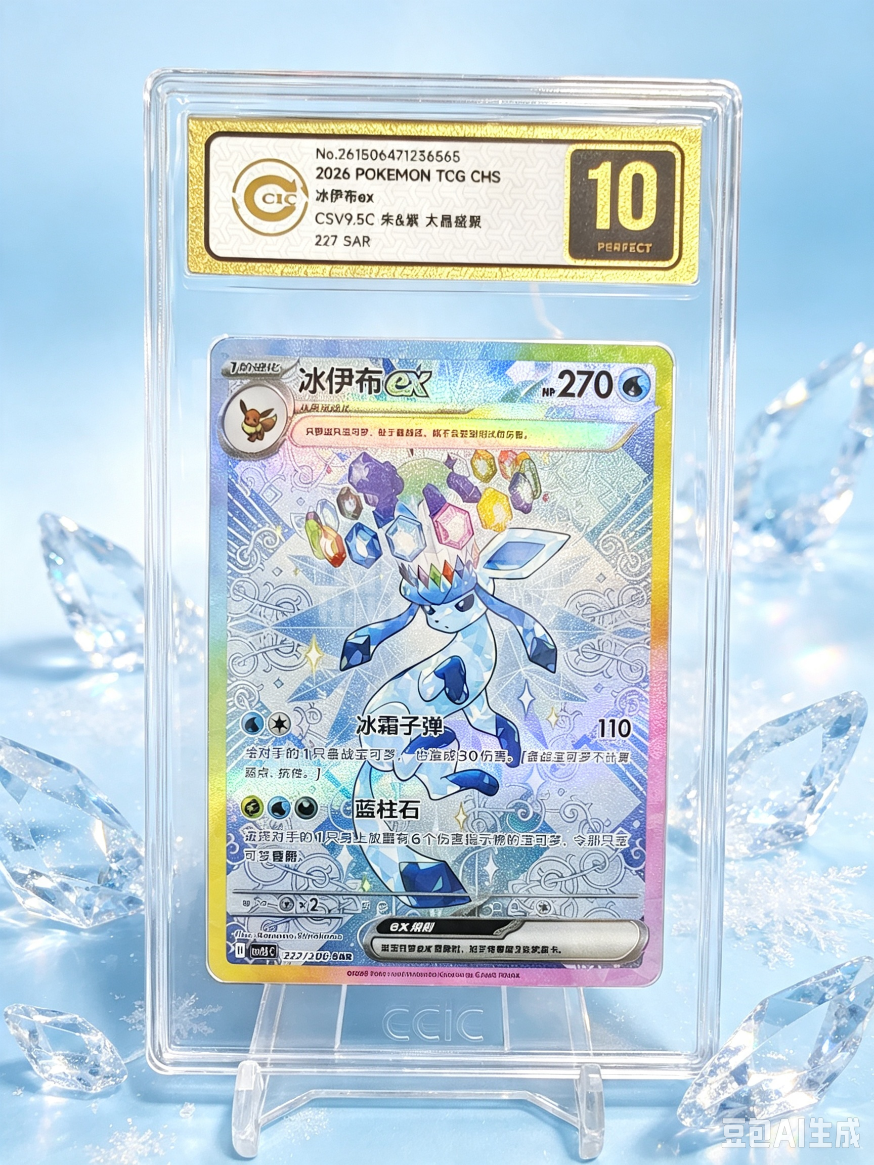 【浩行拍卖 截标预付82%】2026 Pokemon TCG PTCG CHS 宝可梦 简中 太晶盛聚 冰伊布ex csv9.5C 227/208 SAR 闪卡 全图闪 CCIC10 评级 金10 专收必备「萧寻789叁」0808D03恁