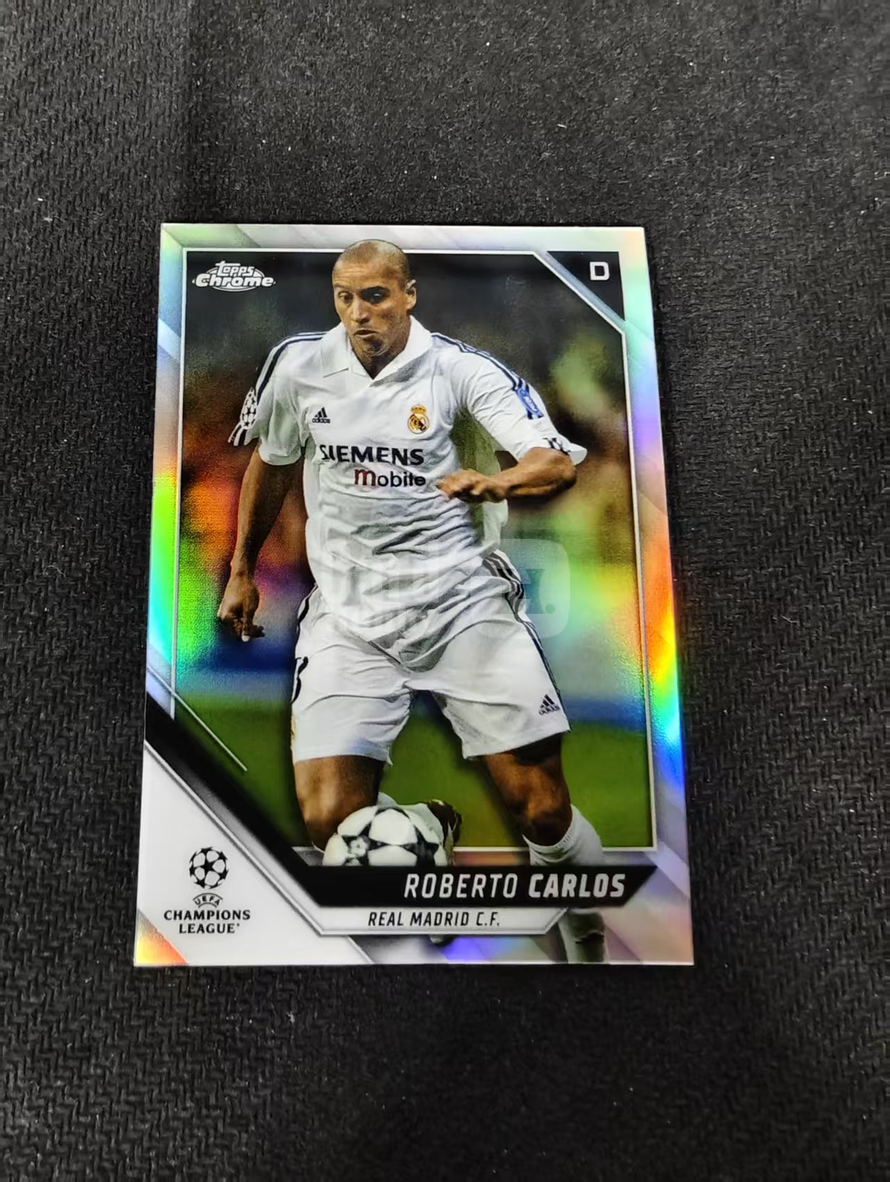 【可合并,不累计】2022 Topps Chrome Roberto Carlos 欧冠TC 皇家马德里 罗伯托 卡洛斯 银折 划痕 边角瑕疵 #L1